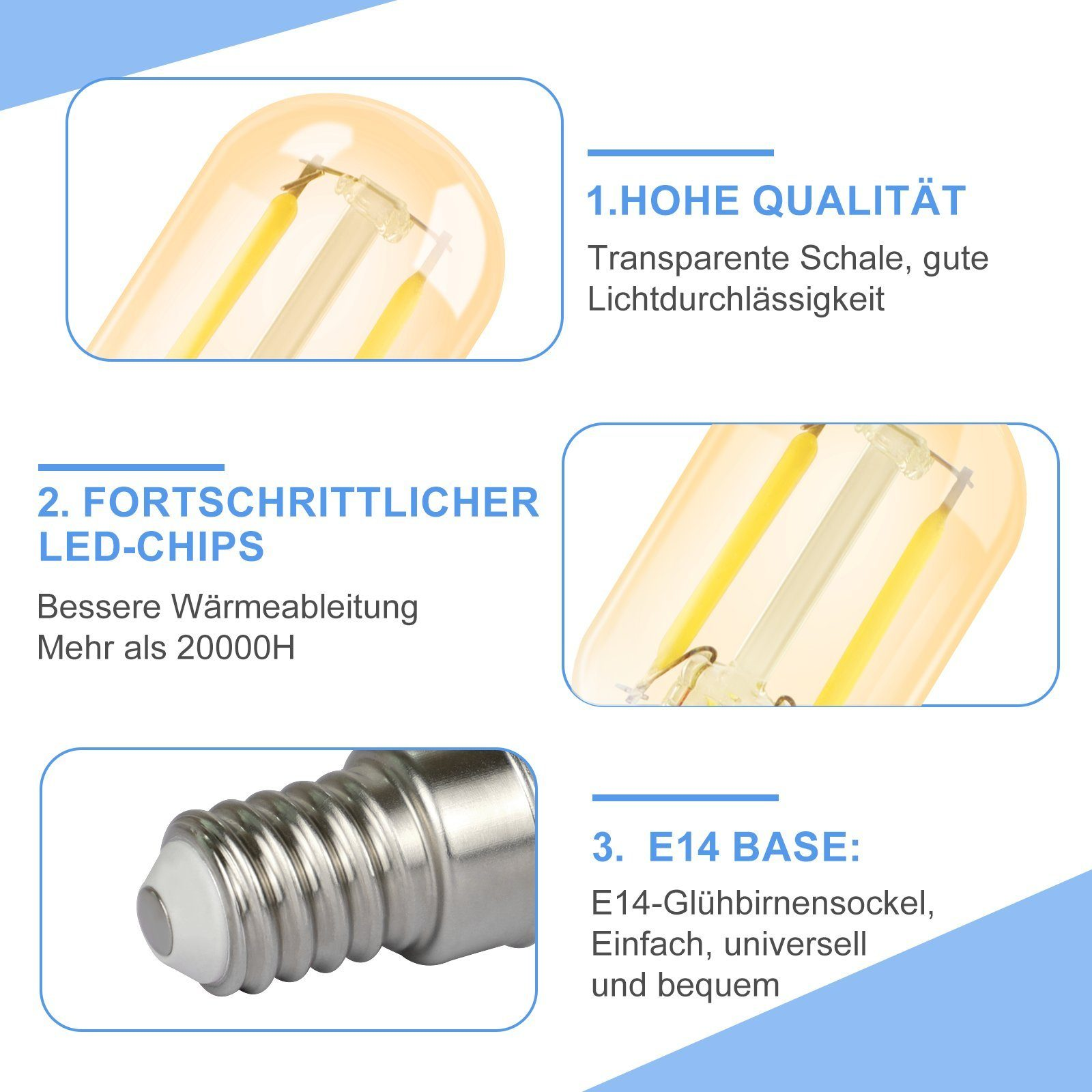 Zbliżenia żarówki, pokazujące jakość, chipy LED i podstawę E14.