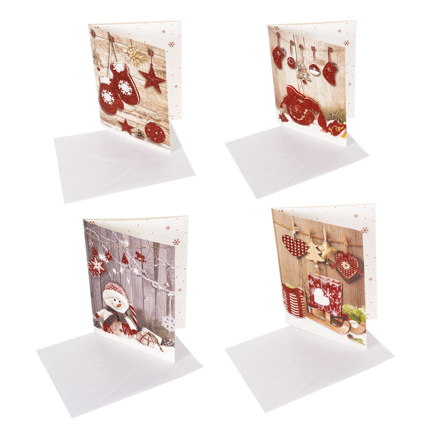 Weihnachtsgrußkarten mit verschiedenen festlichen Designs.