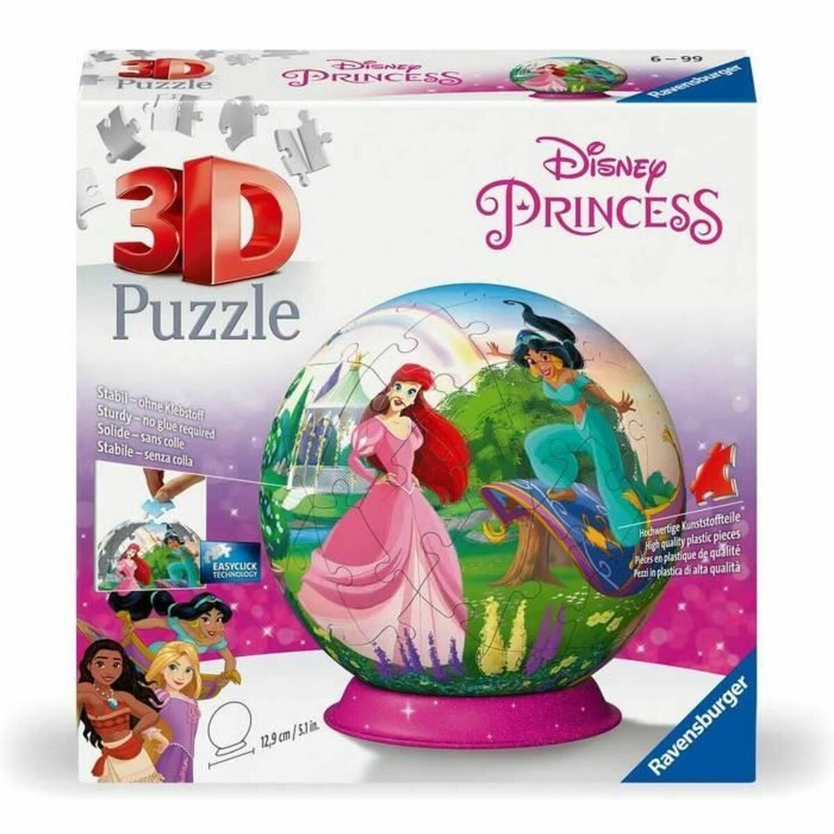 Pudełko z puzzlami 3D Disney Princess z Arielką i Jasmine.