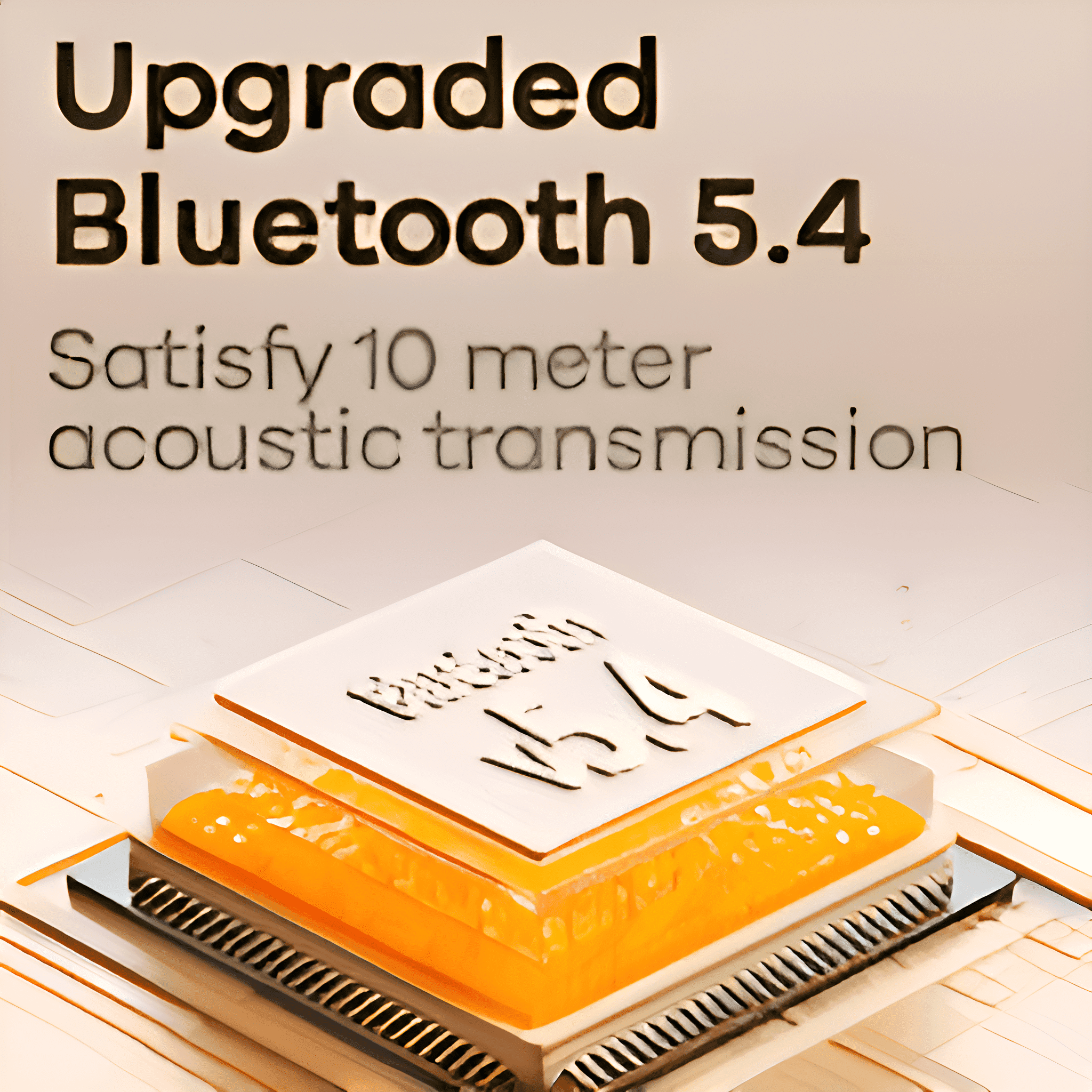Bild zeigt Text: Verbessertes Bluetooth 5.4, Erfüllen Sie 10 Meter akustische Übertragung.