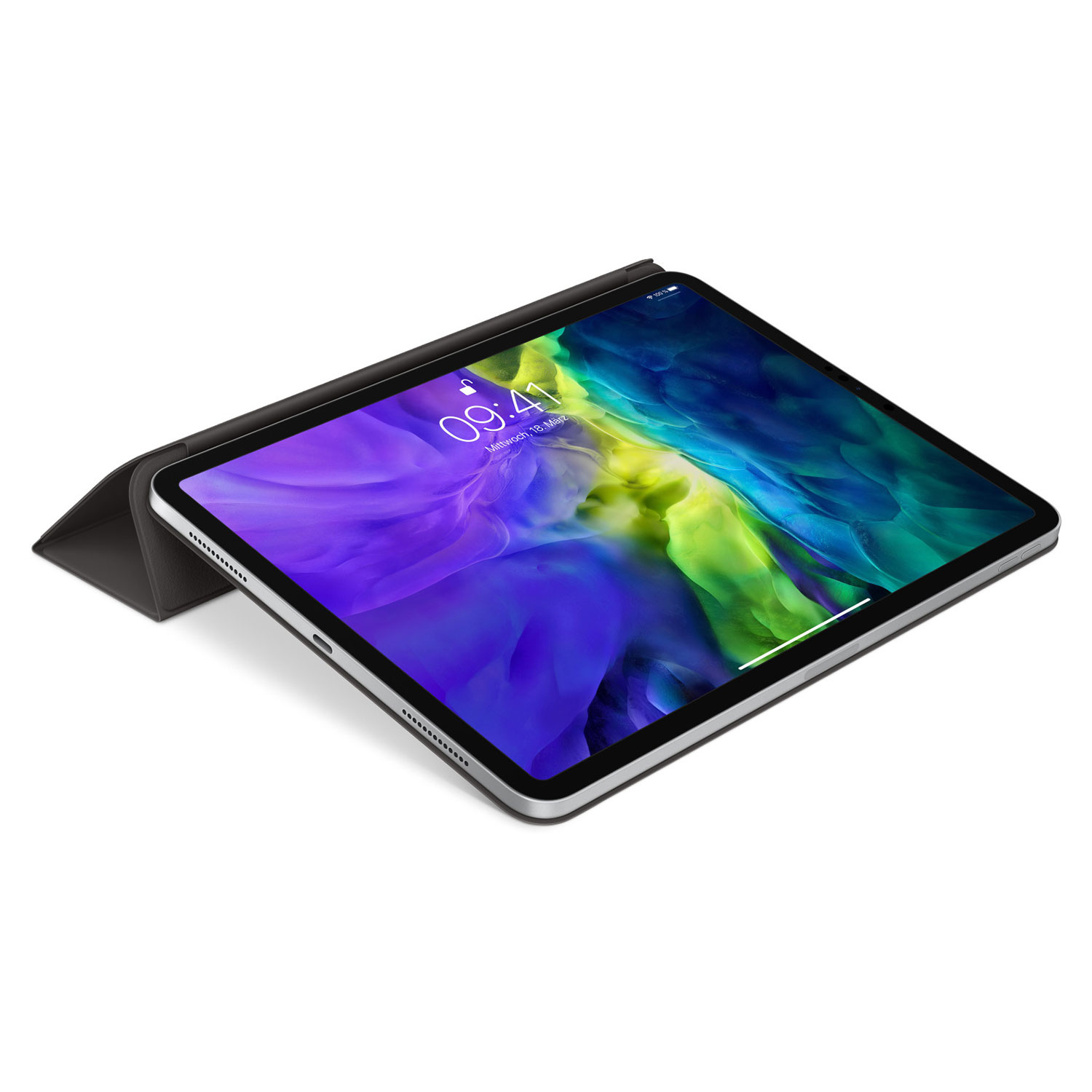 Ein iPad mit Hülle, das die Uhrzeit 09:41 auf dem Bildschirm zeigt.