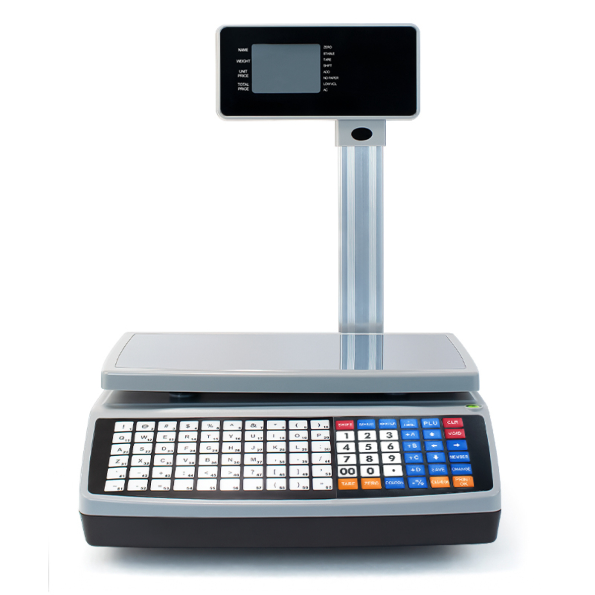 Digitale Waage mit Tastatur und Display.