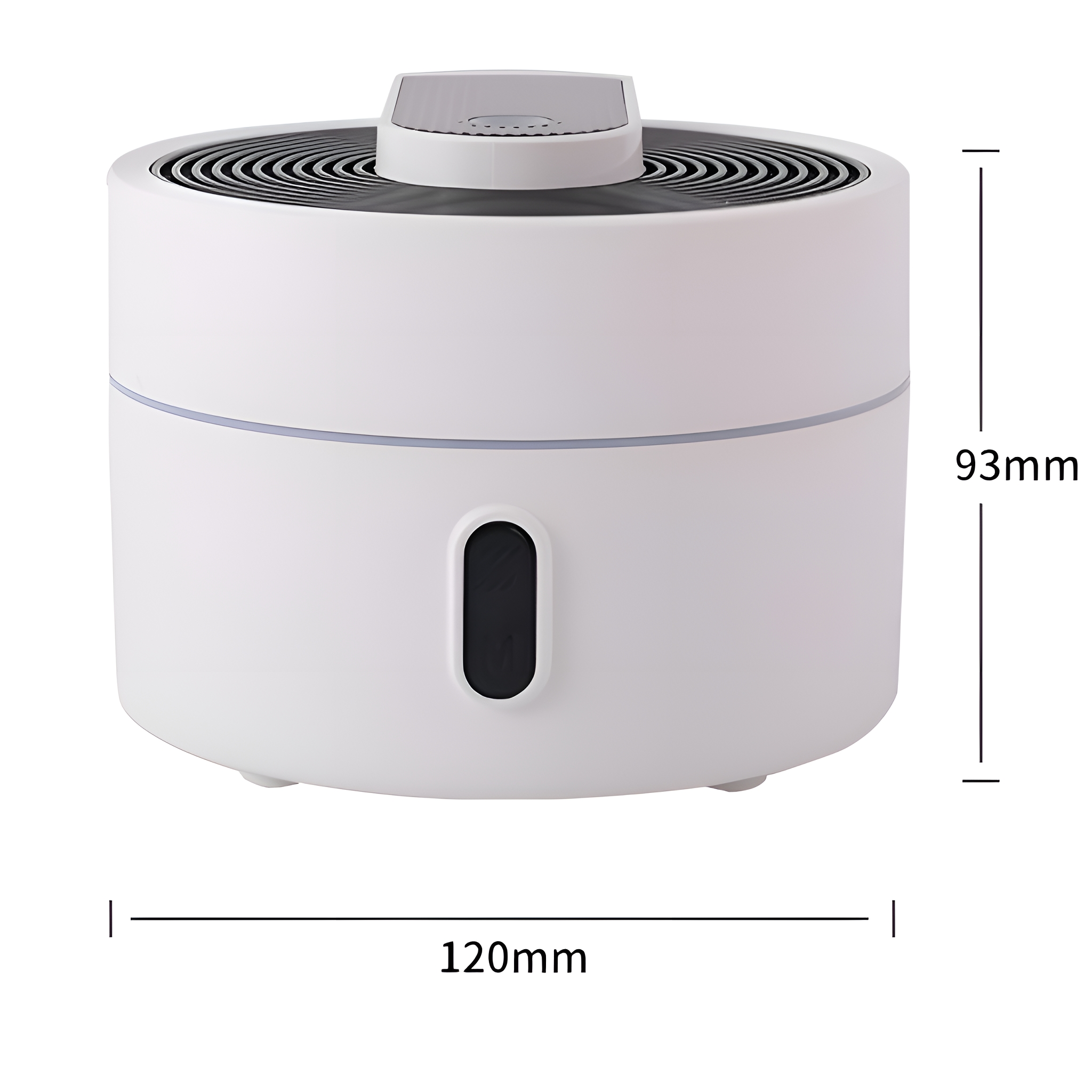 Weißer Mückenvernichter mit Maßen: 120 mm breit, 93 mm hoch.