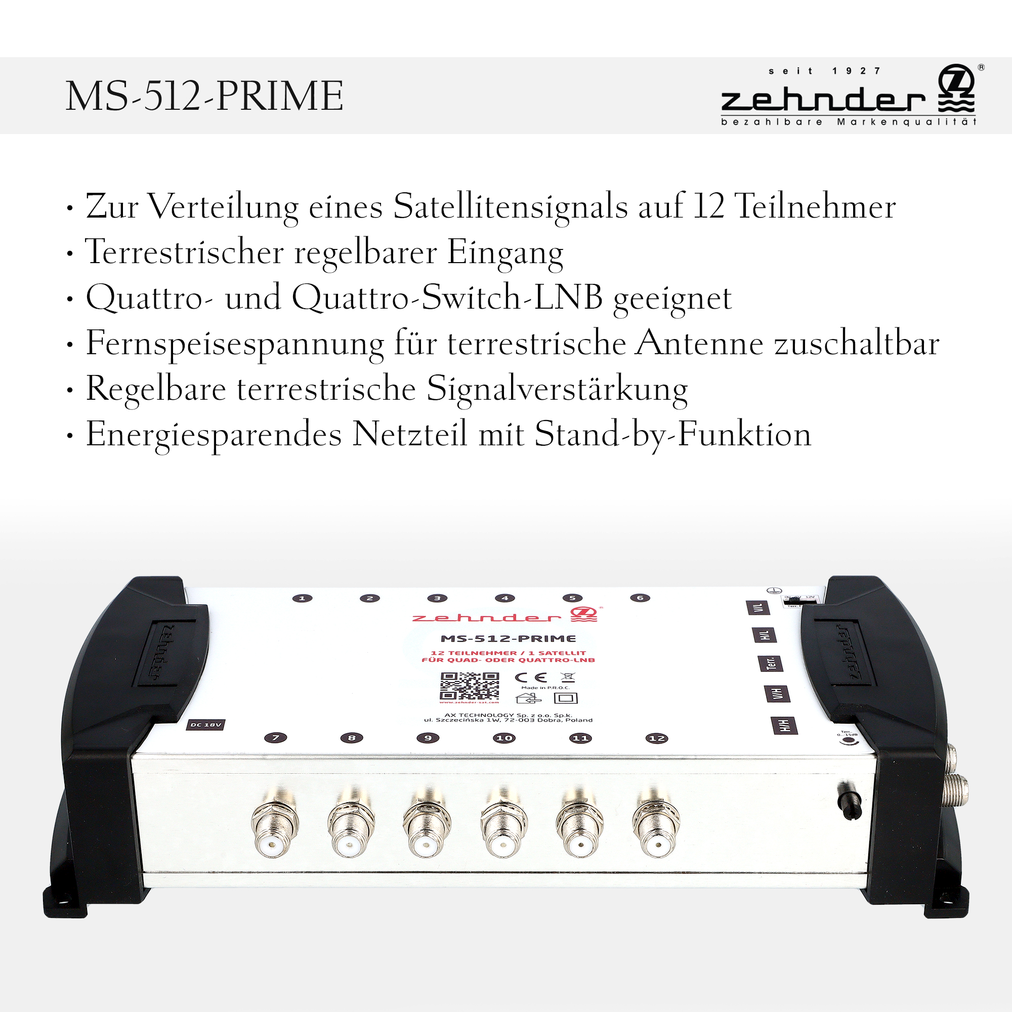 Silberne Box mit Ein- und Ausgängen. Text auf der Box, weißer Hintergrund.