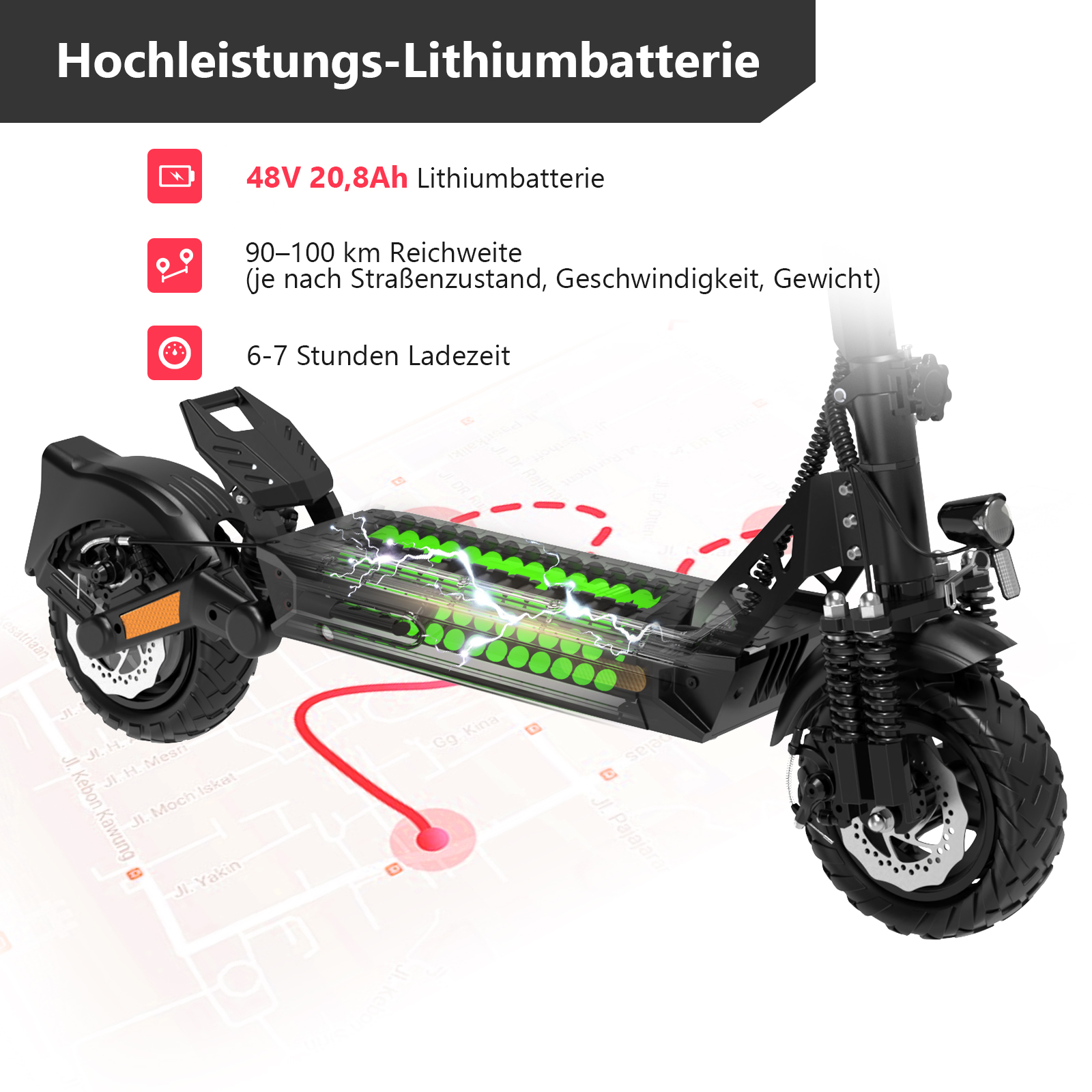 RCB D5 Elektroroller Mit ABE - 500W Motor 140km Reichweite Faltbar E-Scooter