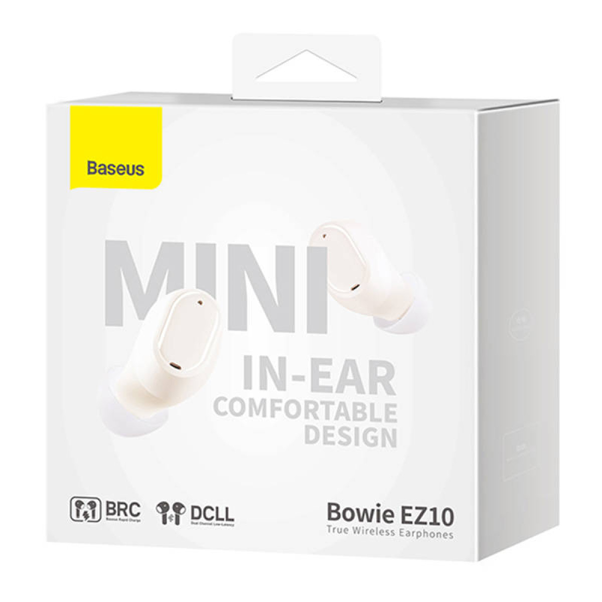 Baseus Wireless-Ohrhörer-Box mit der Aufschrift "Mini In-Ear Comfortable Design".