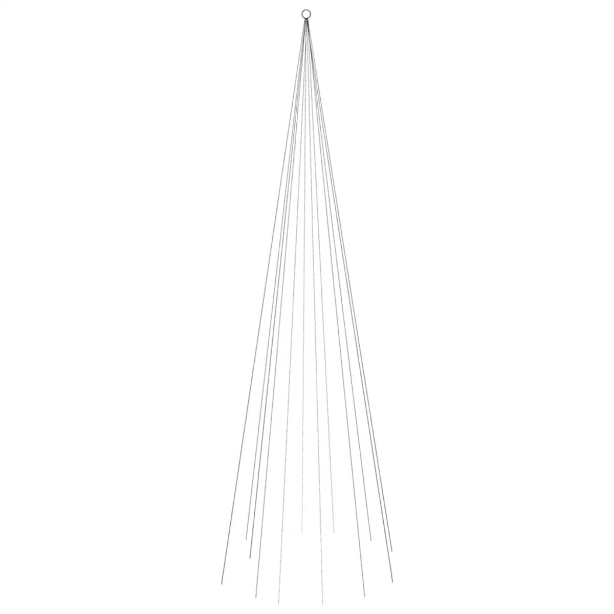 Dünne Metallkabel, in einer konischen Form angeordnet, nach oben zeigend.