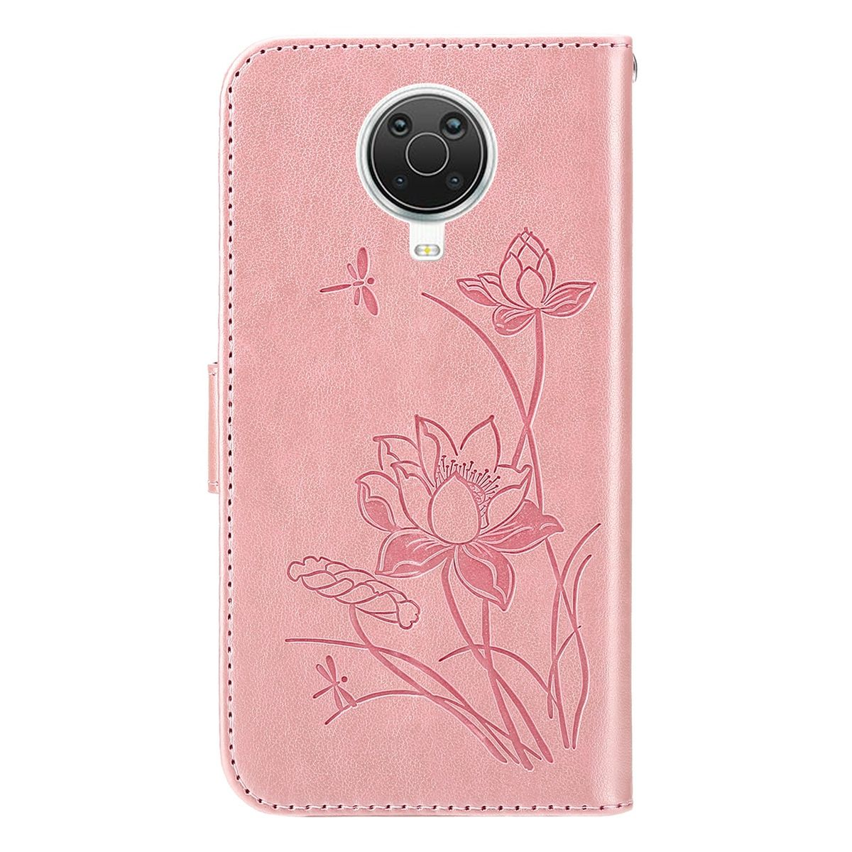 Eine rosa Handyhülle mit einem Lotusblumen-Design.