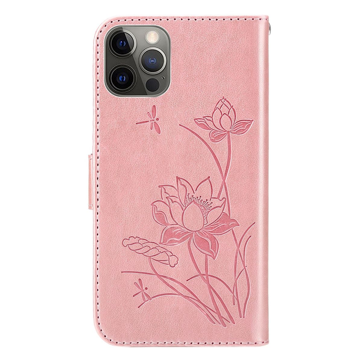 Rosa Handyhülle mit Blumendesign. Mehrere Kameras sind sichtbar.