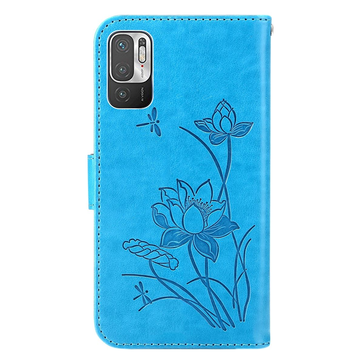 Blaue Handyhülle mit Lotusblumen-Design.