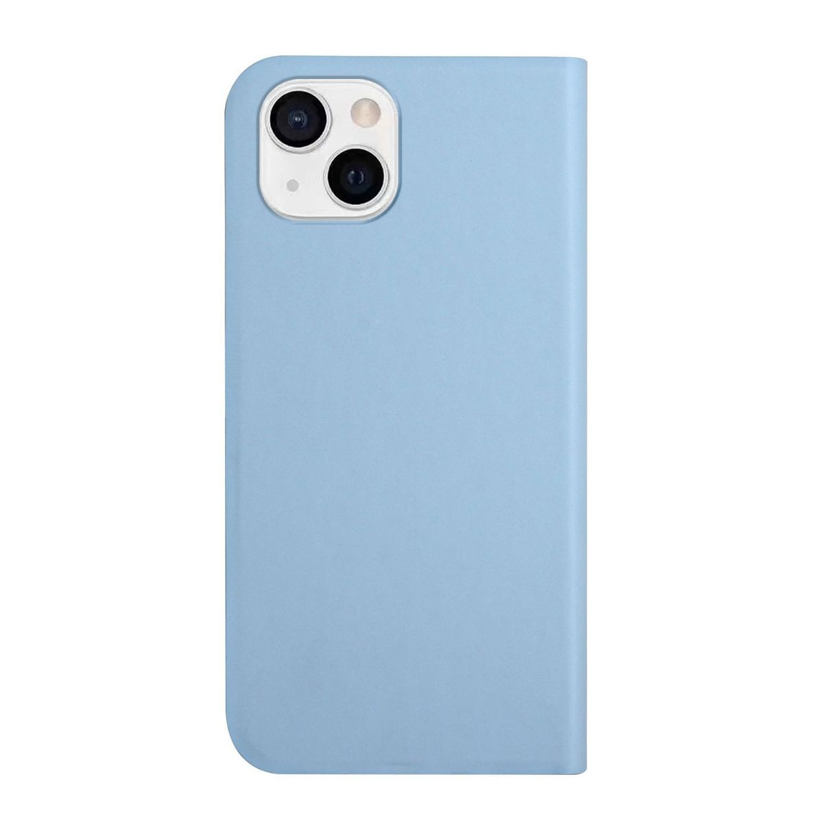 Hellblaue Handyhülle mit Dual-Kamera. Es hat ein minimalistisches Design.