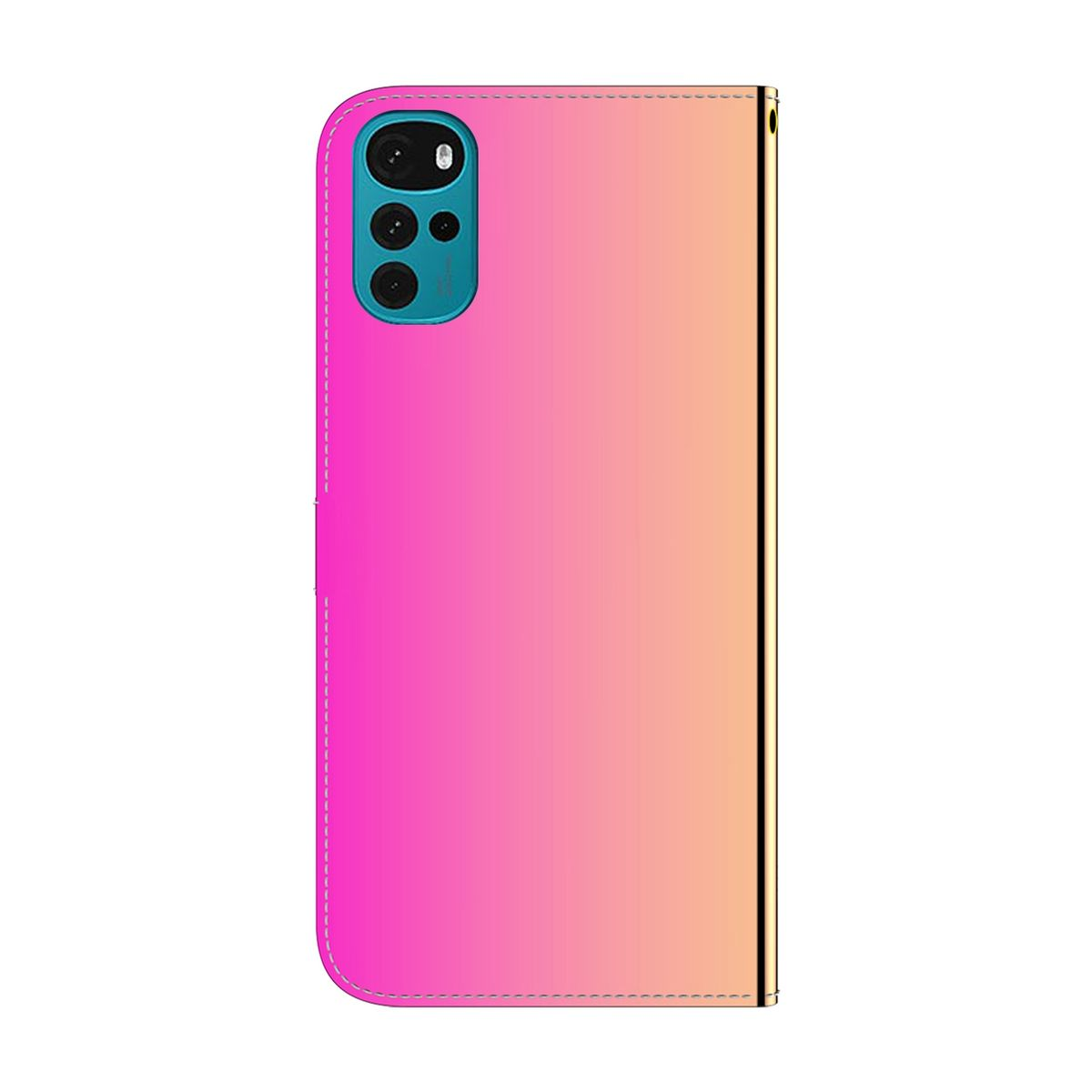 Eine pink-orangefarbene Handyhülle mit Farbverlauf. Das Kameramodul befindet sich oben links.