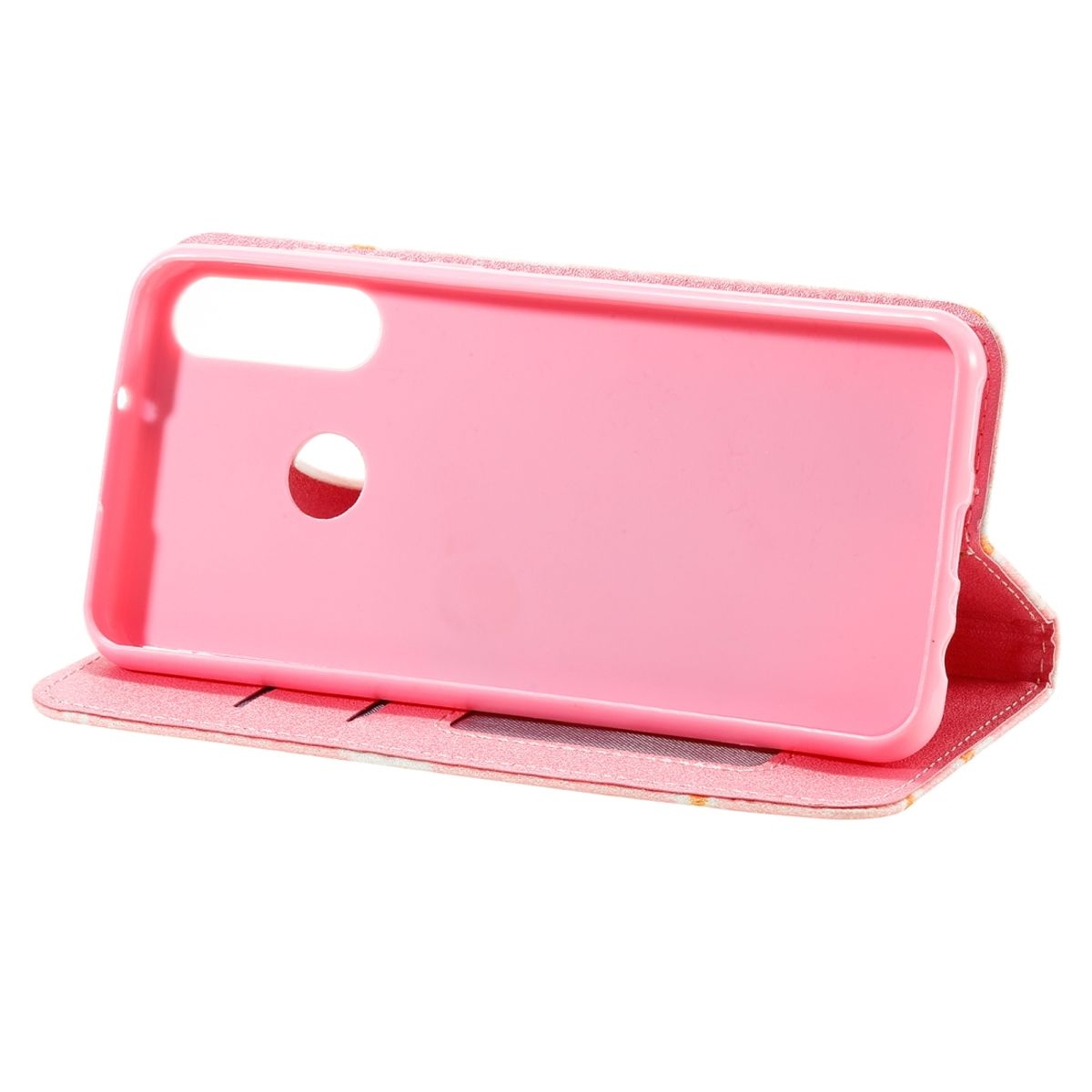 Eine rosa Handyhülle mit einem Telefon darin.