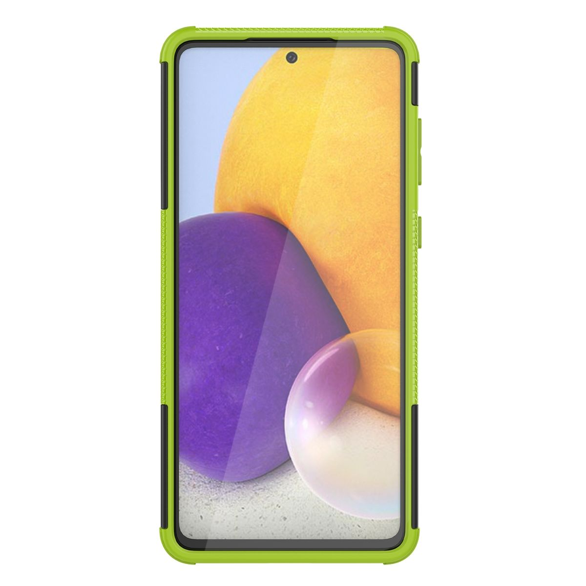 Grüne Handyhülle mit Telefon. Mit grünem und schwarzem Design.