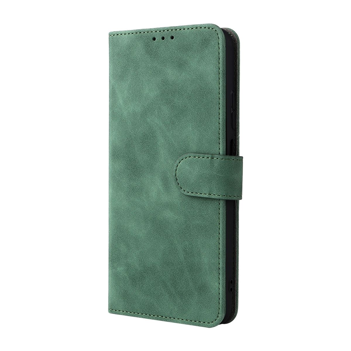 Grüne Handyhülle geschlossen. Schlichtes Design. Einfarbige grüne Farbe.