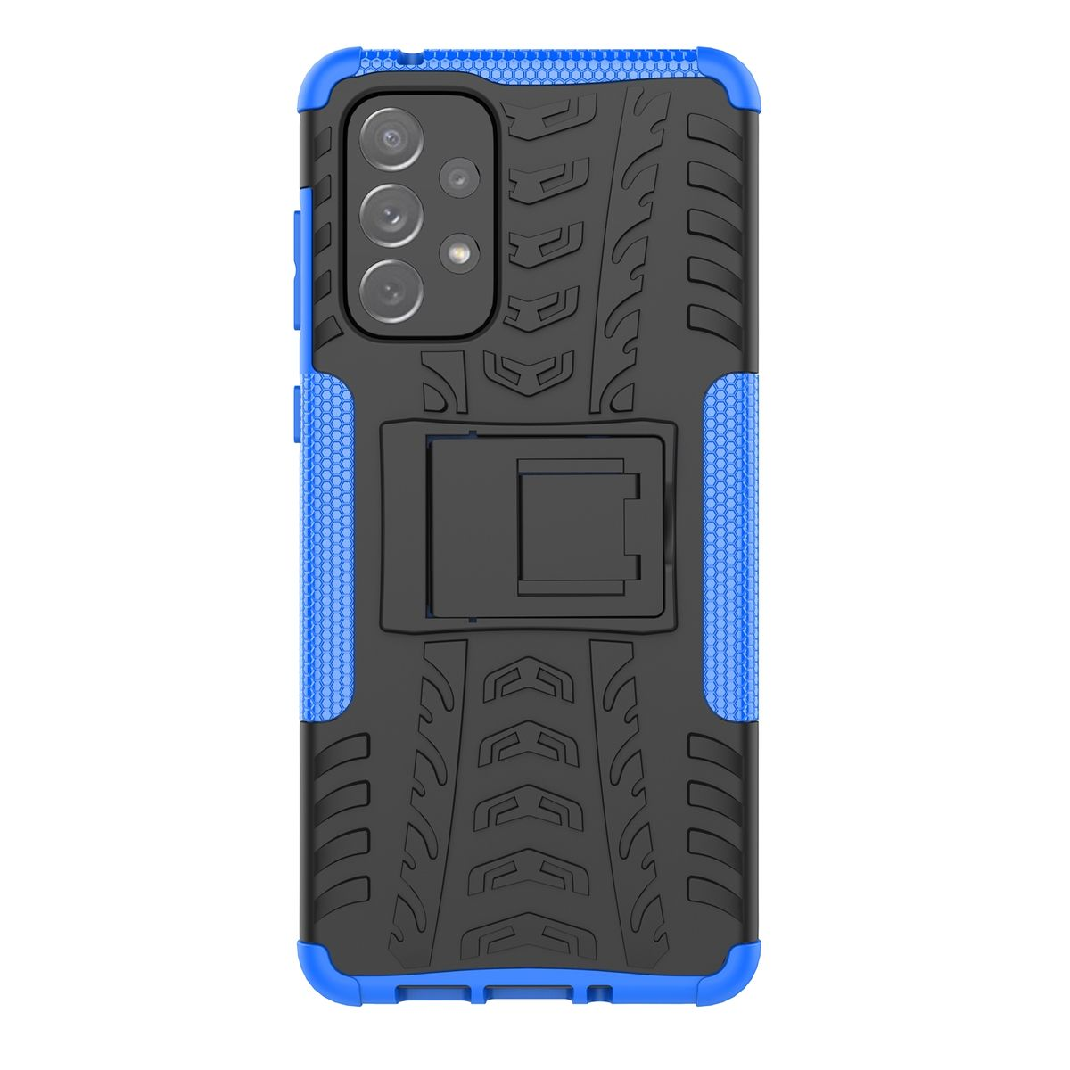 Schwarz-blaue Handyhülle mit Ständer. Robustes Design.