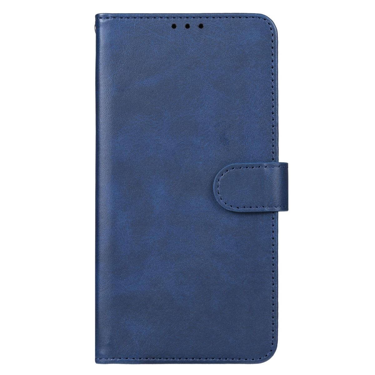 Blaue Leder-Handyhülle mit Magnetverschluss.