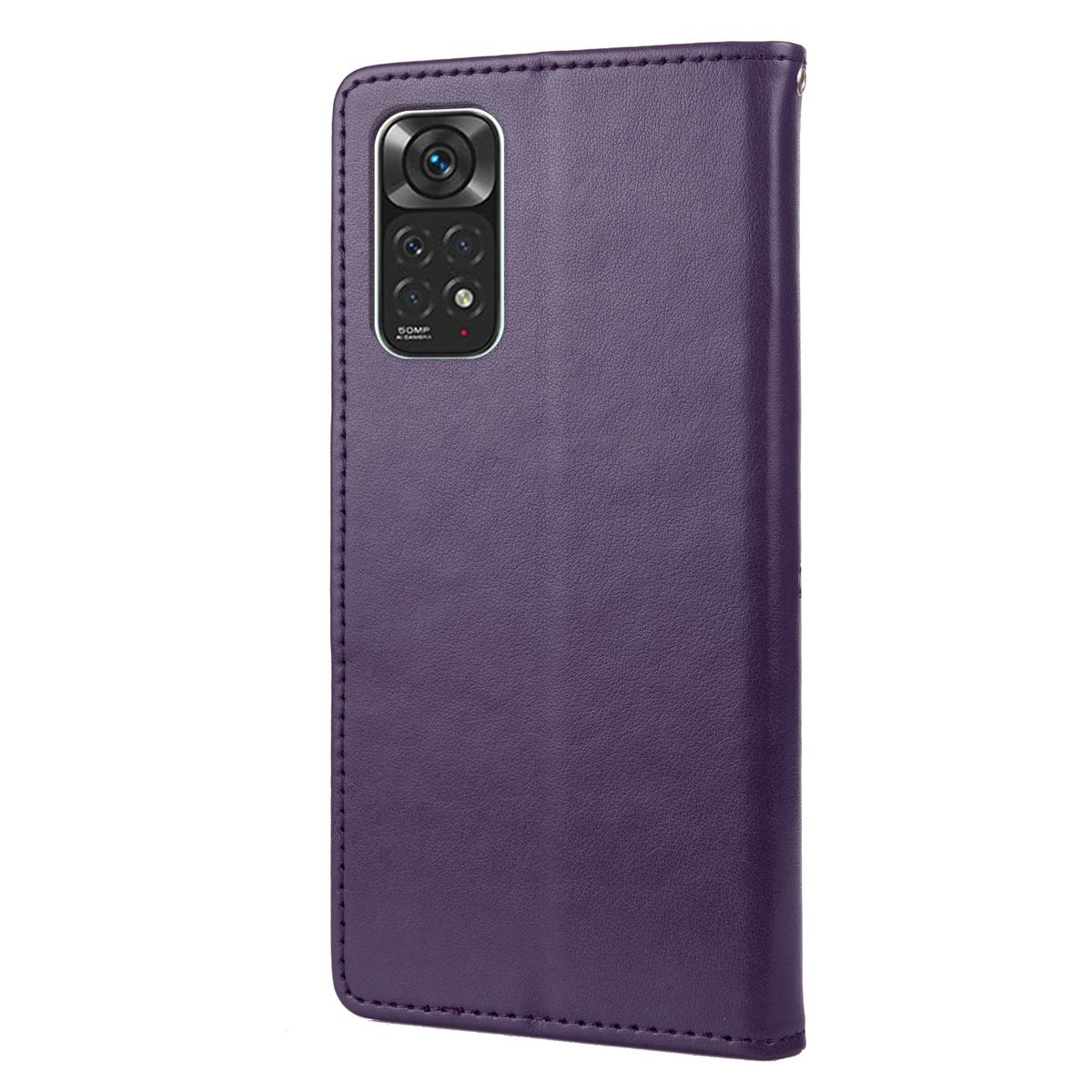 Lila Handyhülle mit Kamera und Telefon.