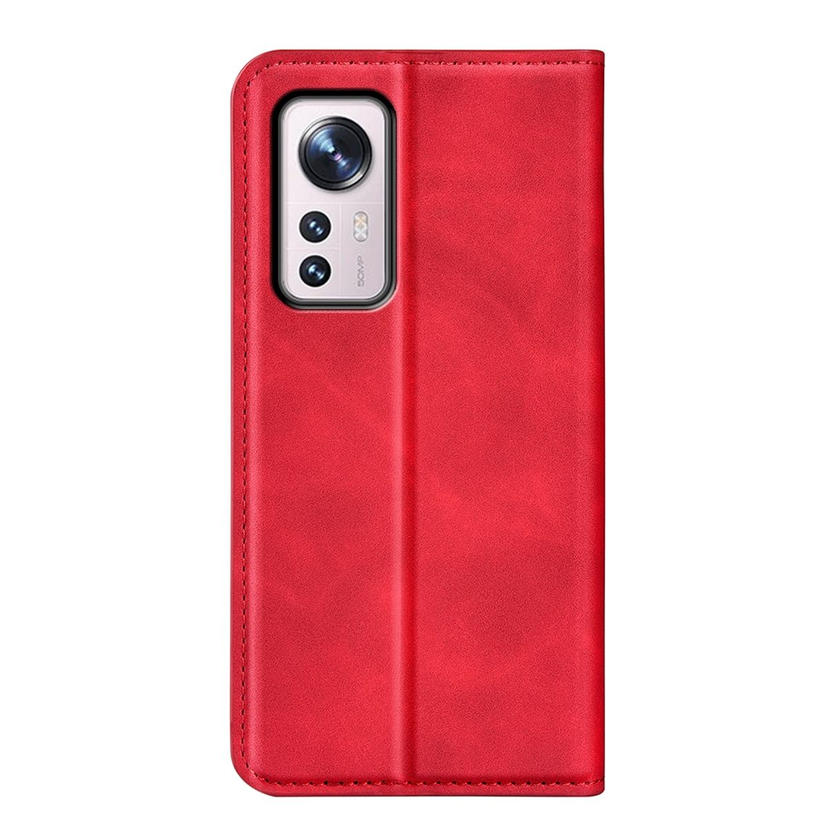 Rote geschlossene Handyhülle, zeigt den Kamerabereich, für ein Xiaomi 12.