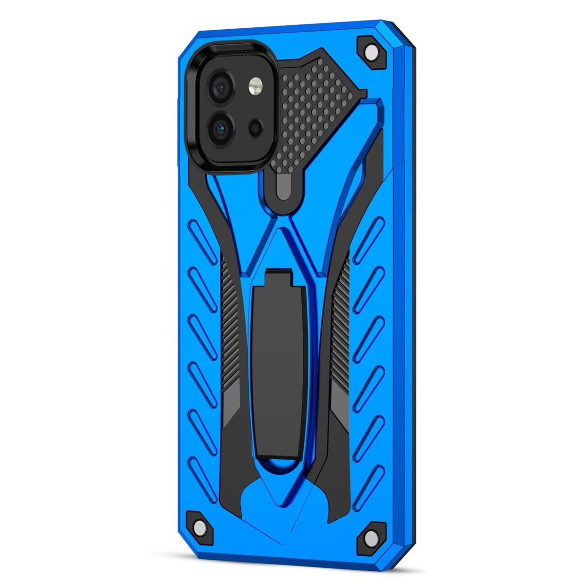 Blaue Handyhülle, mit Design. Die Hülle ist eine Handyhülle.