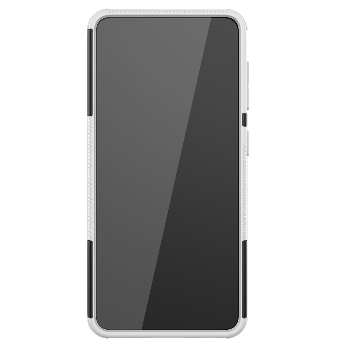 Weißes Handycase mit schwarzem Bildschirm.