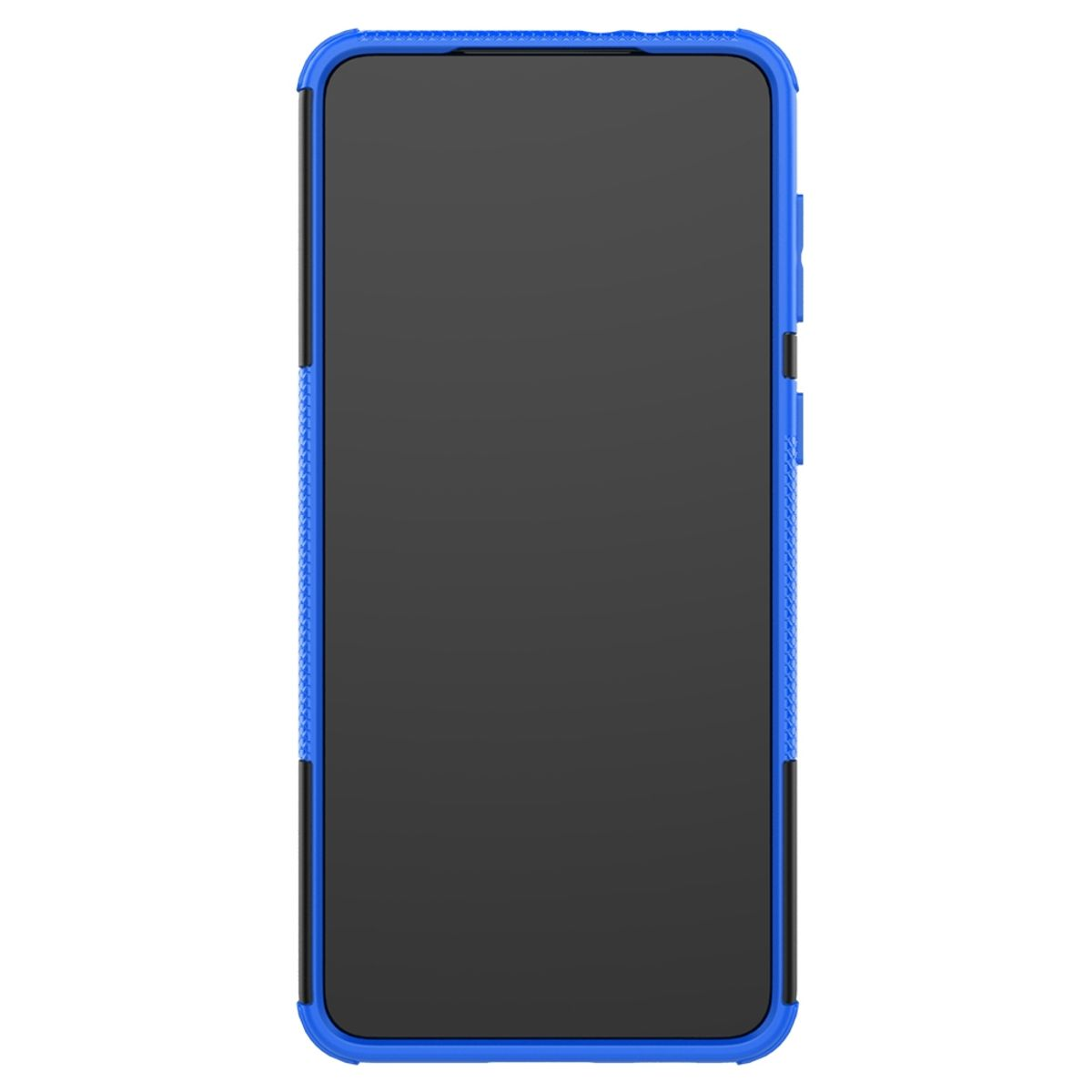 Blaue Handyhülle mit schwarzem Bildschirm.