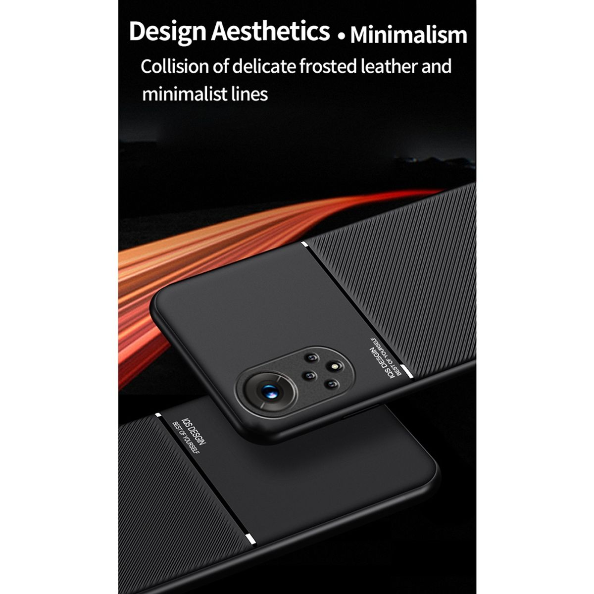 Schwarze Handyhülle mit Telefon darin. Telefon hat Kamera und bestes Design.