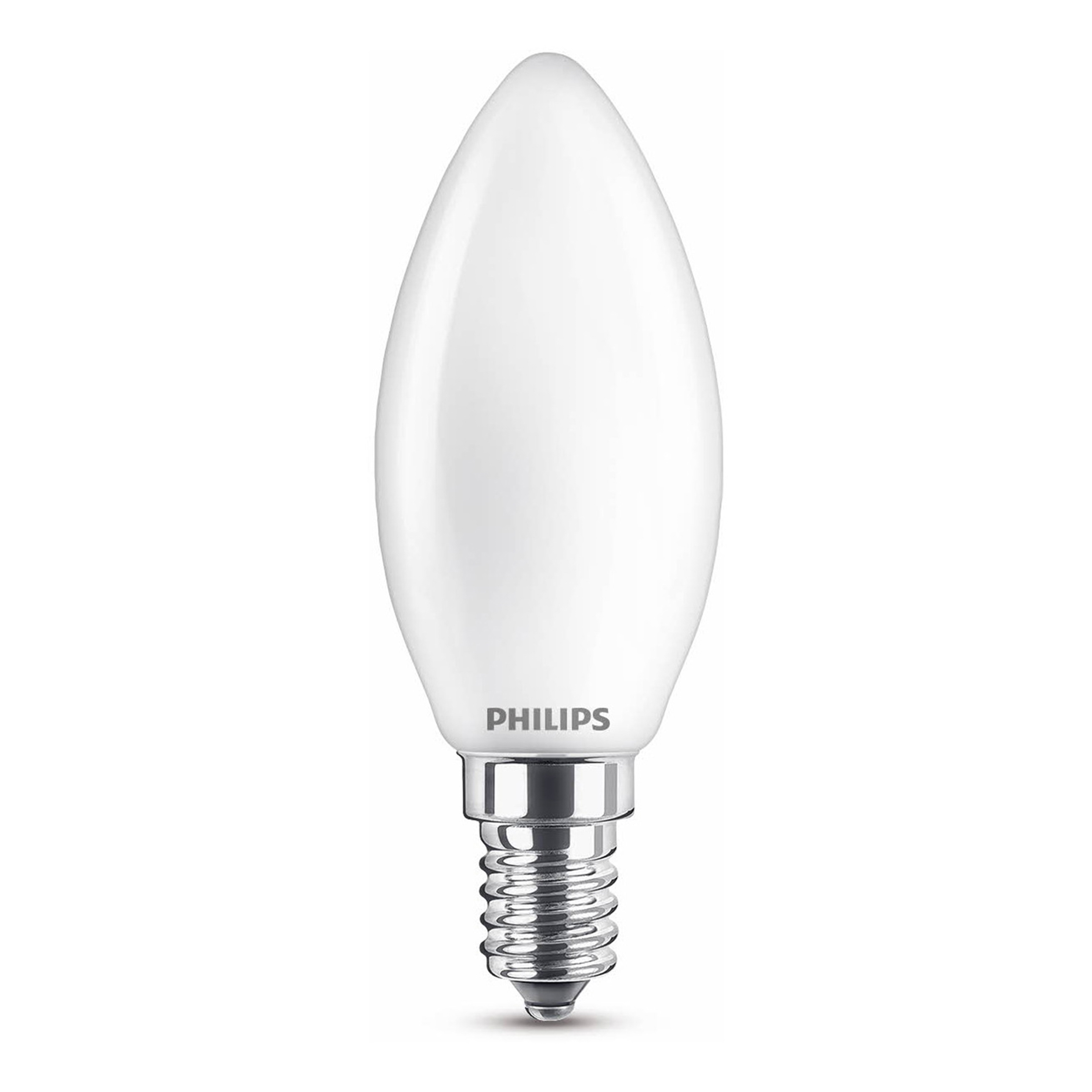 Ampoule LED Philips blanche ovale, base argentée.