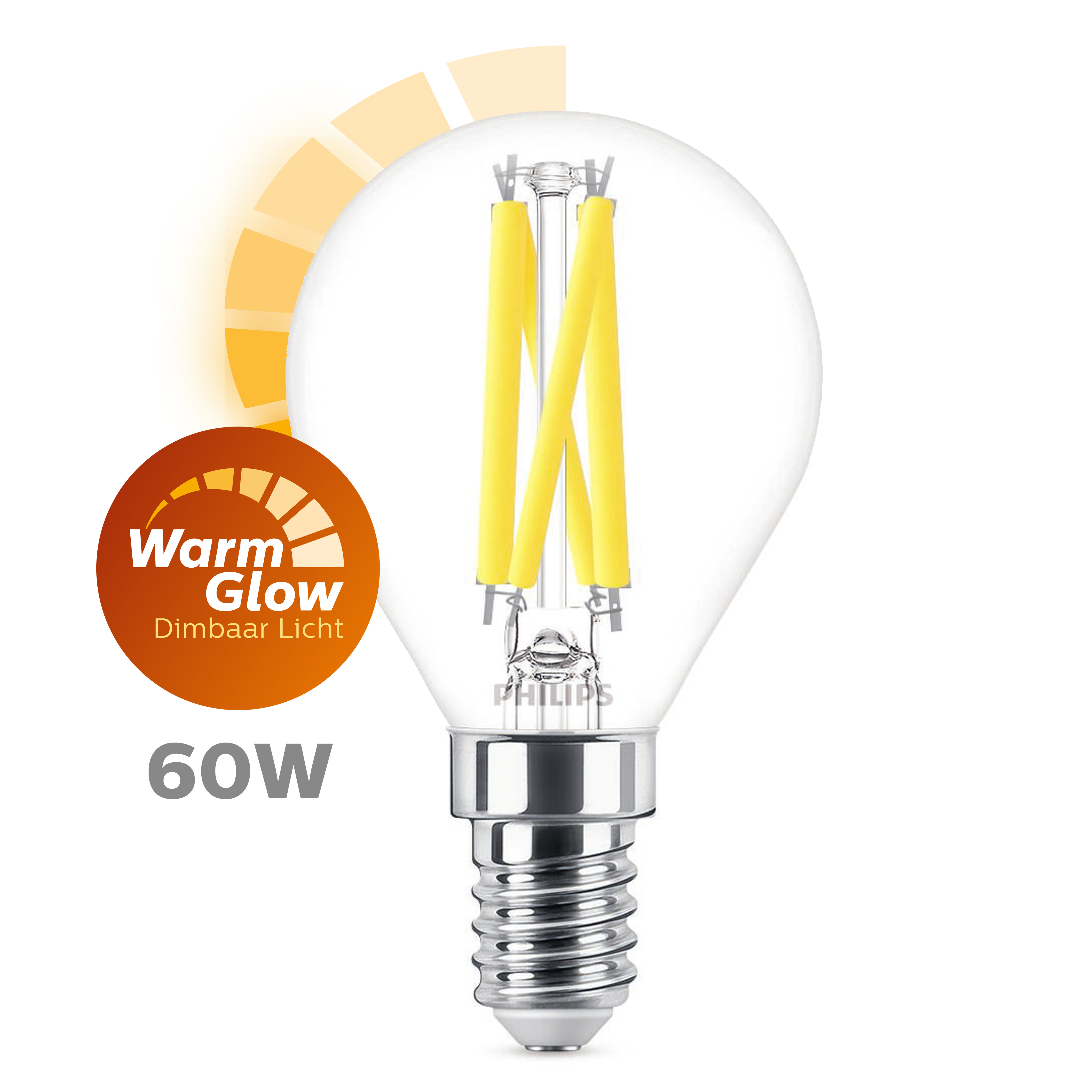 Lampadina LED Philips trasparente, 60W, luce calda, dimmerabile.