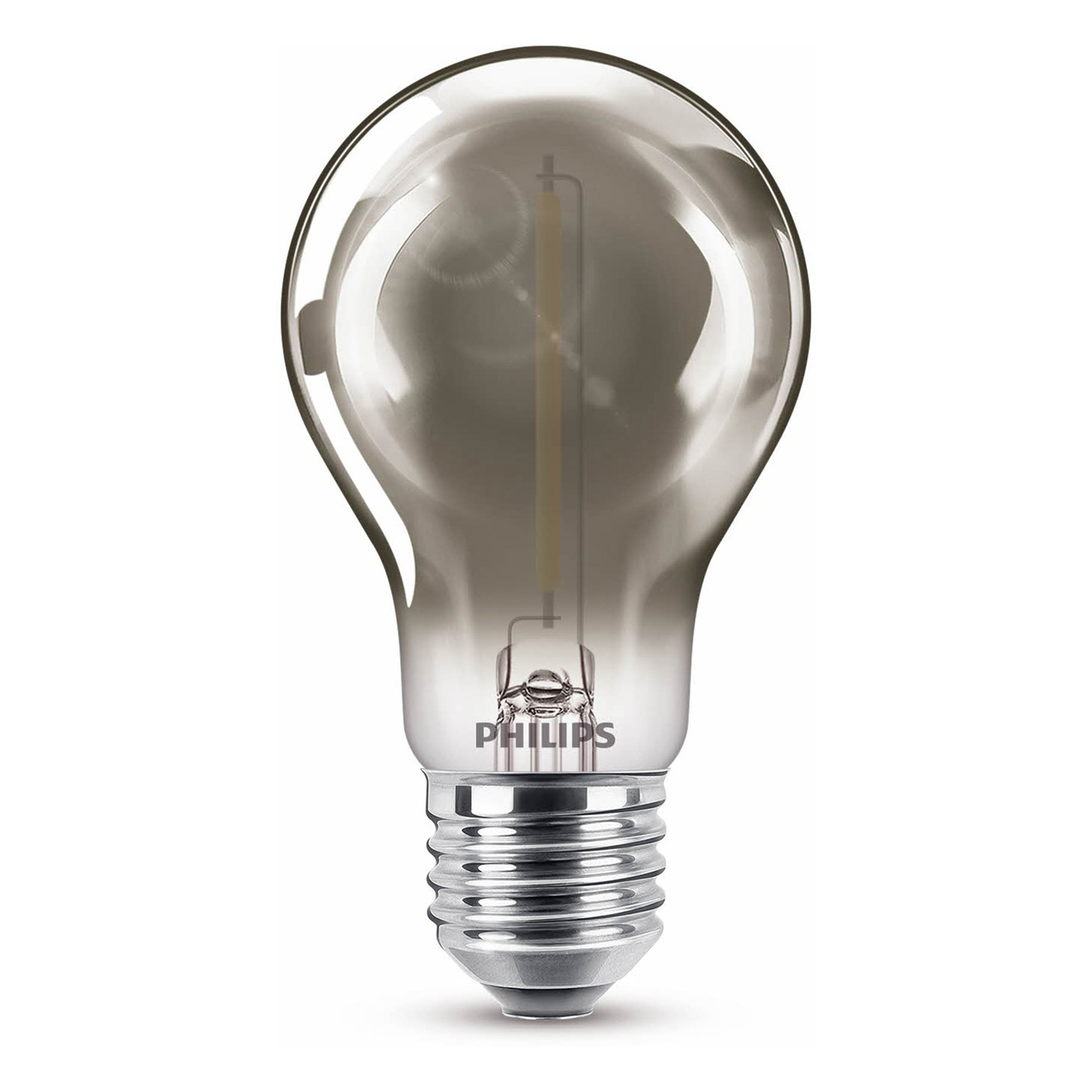 Geräucherte Philips-Glühbirne, weißer Hintergrund.