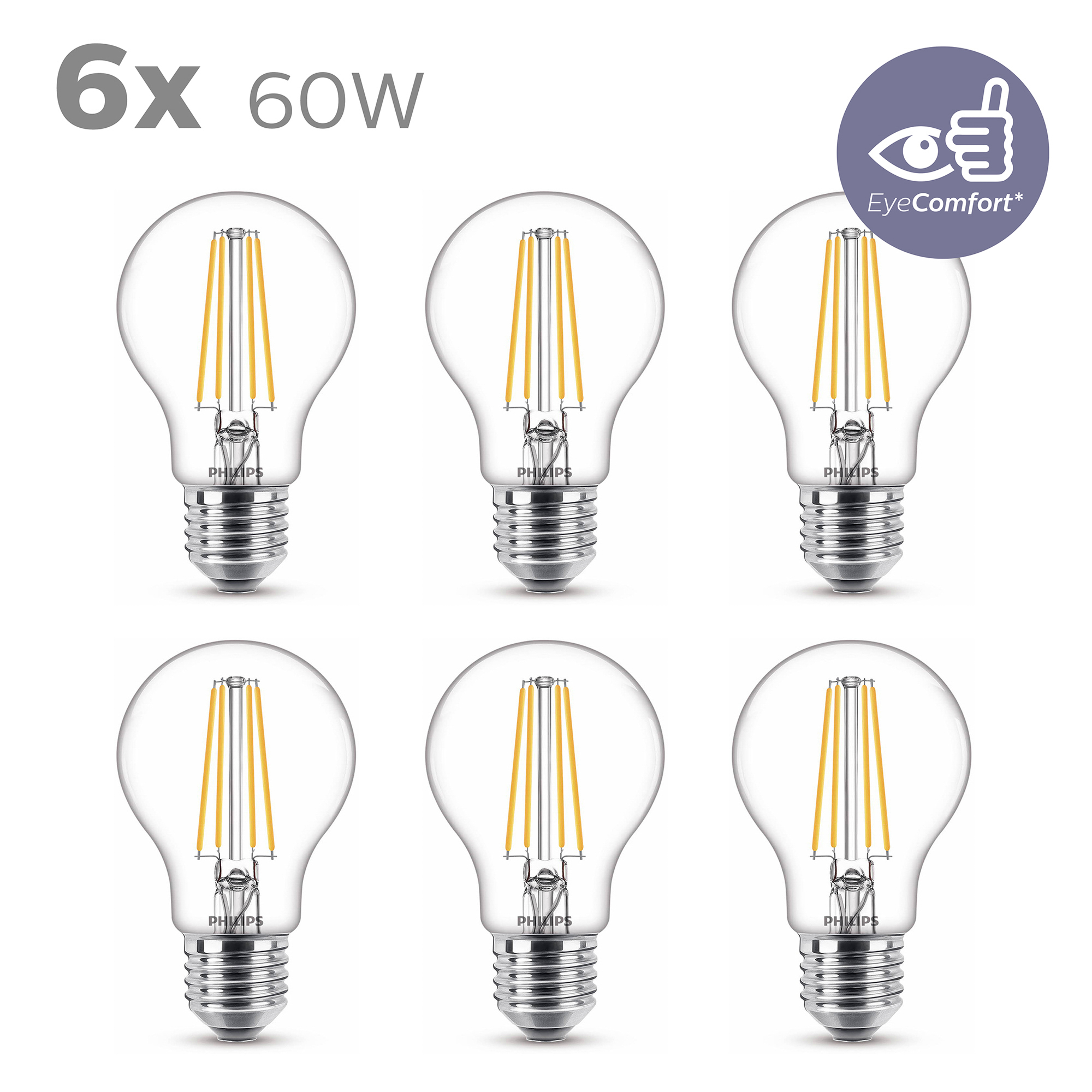 Zes Philips lampen in een doos.
