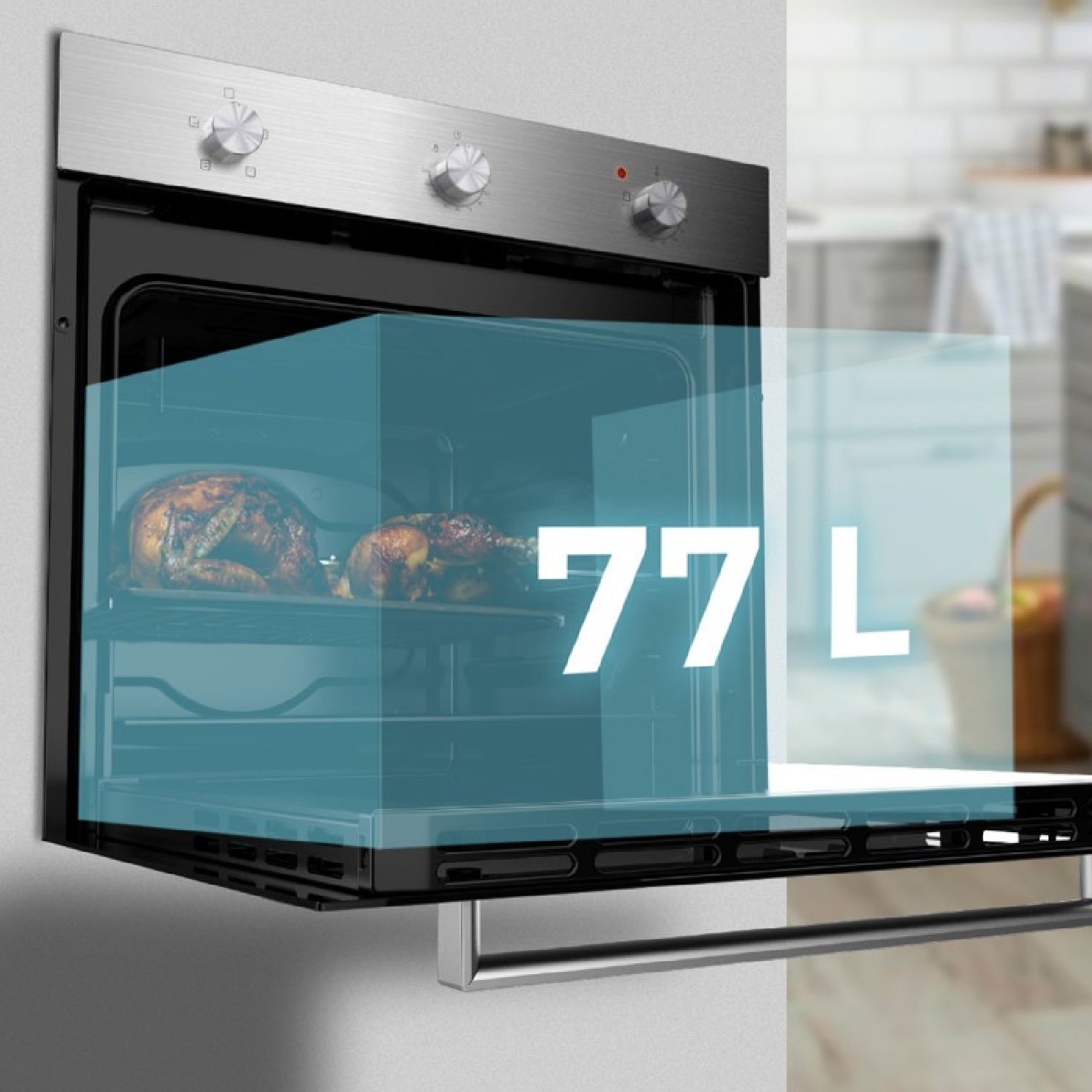Horno multifunción - CECOTEC Bolero Hexa C136000 Mirror Time A, Libre instalación, 77 l, 58 cm, Plateado