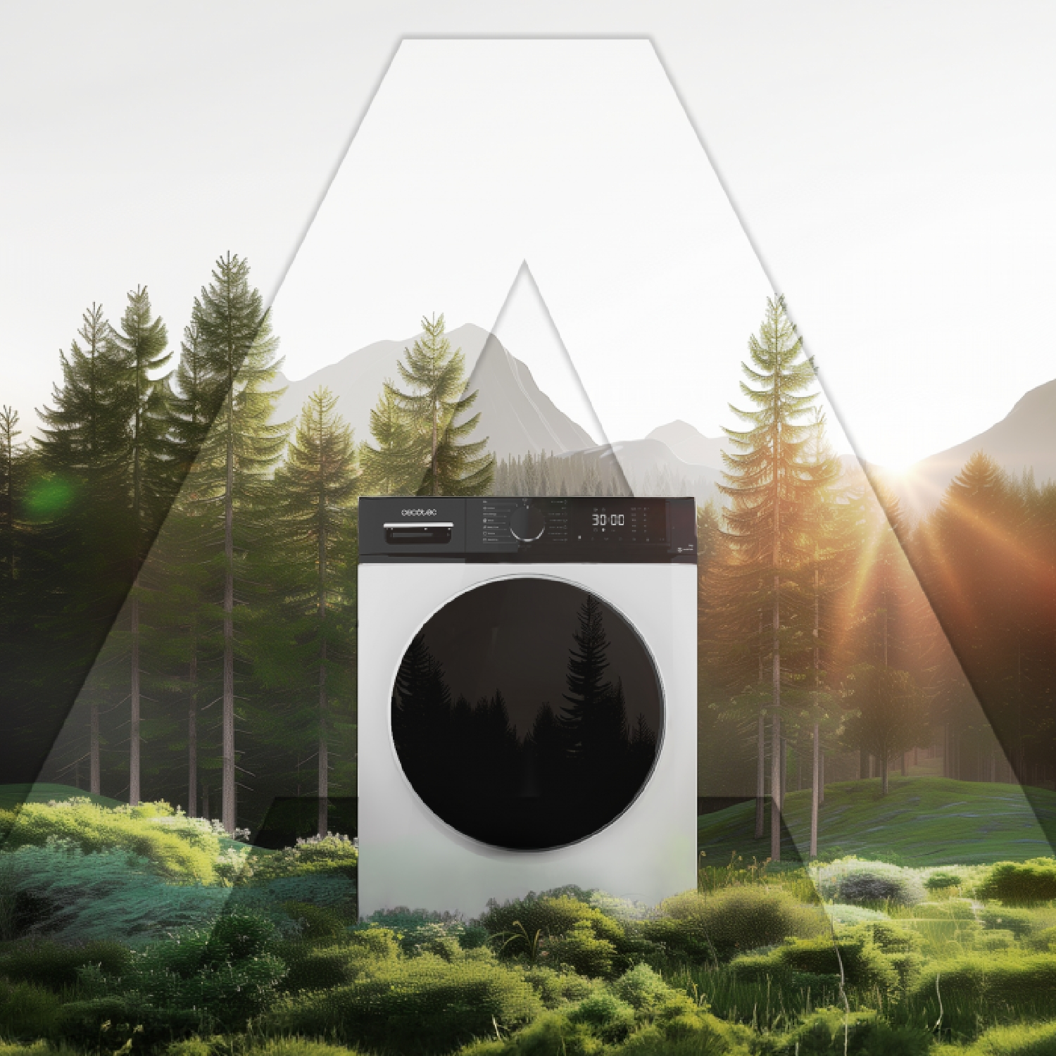 Pralka z nakładką górską i leśną.