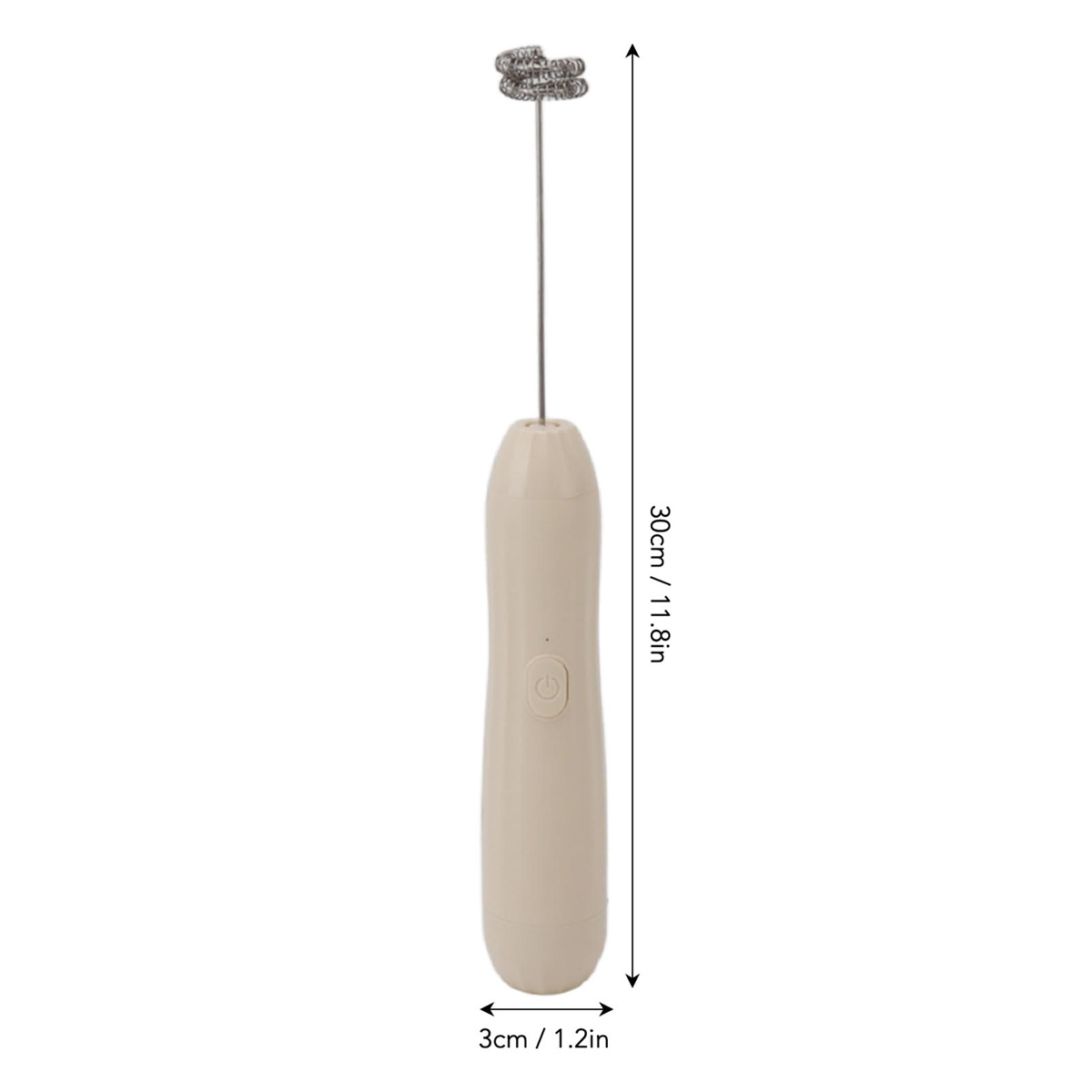 Beiger Hand-Milchaufschäumer mit den Maßen 3cm x 30cm / 1,2in x 11,8in.