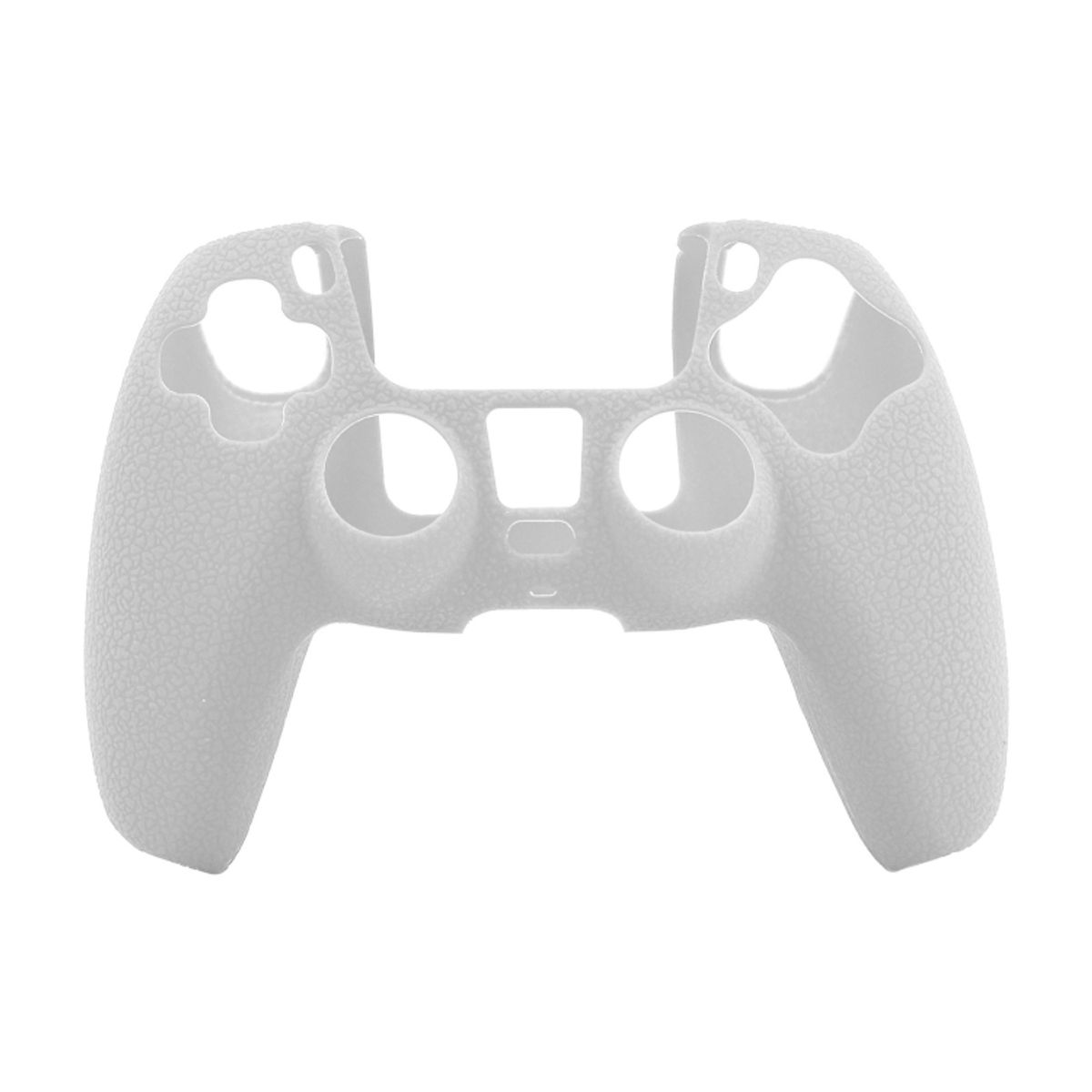 Weiße Controller-Abdeckung für eine Spielekonsole. Es hat eine weiße, strukturierte Oberfläche.