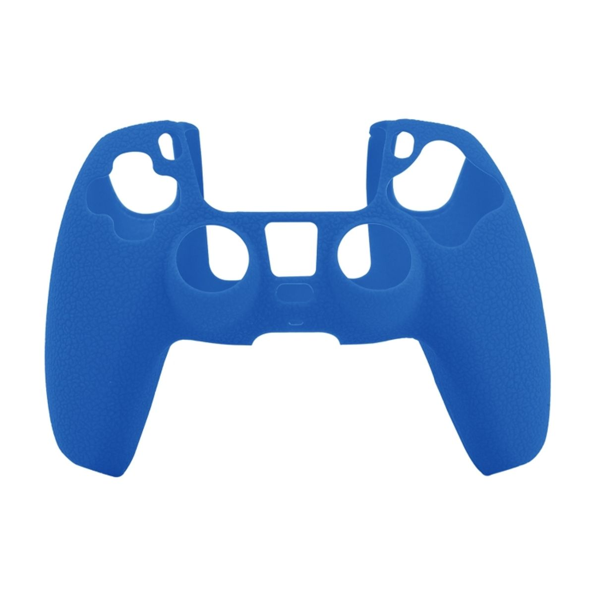 Blaue PS5-Controller-Abdeckung. Die Abdeckung ist strukturiert und hat ein Aussparungsdesign.