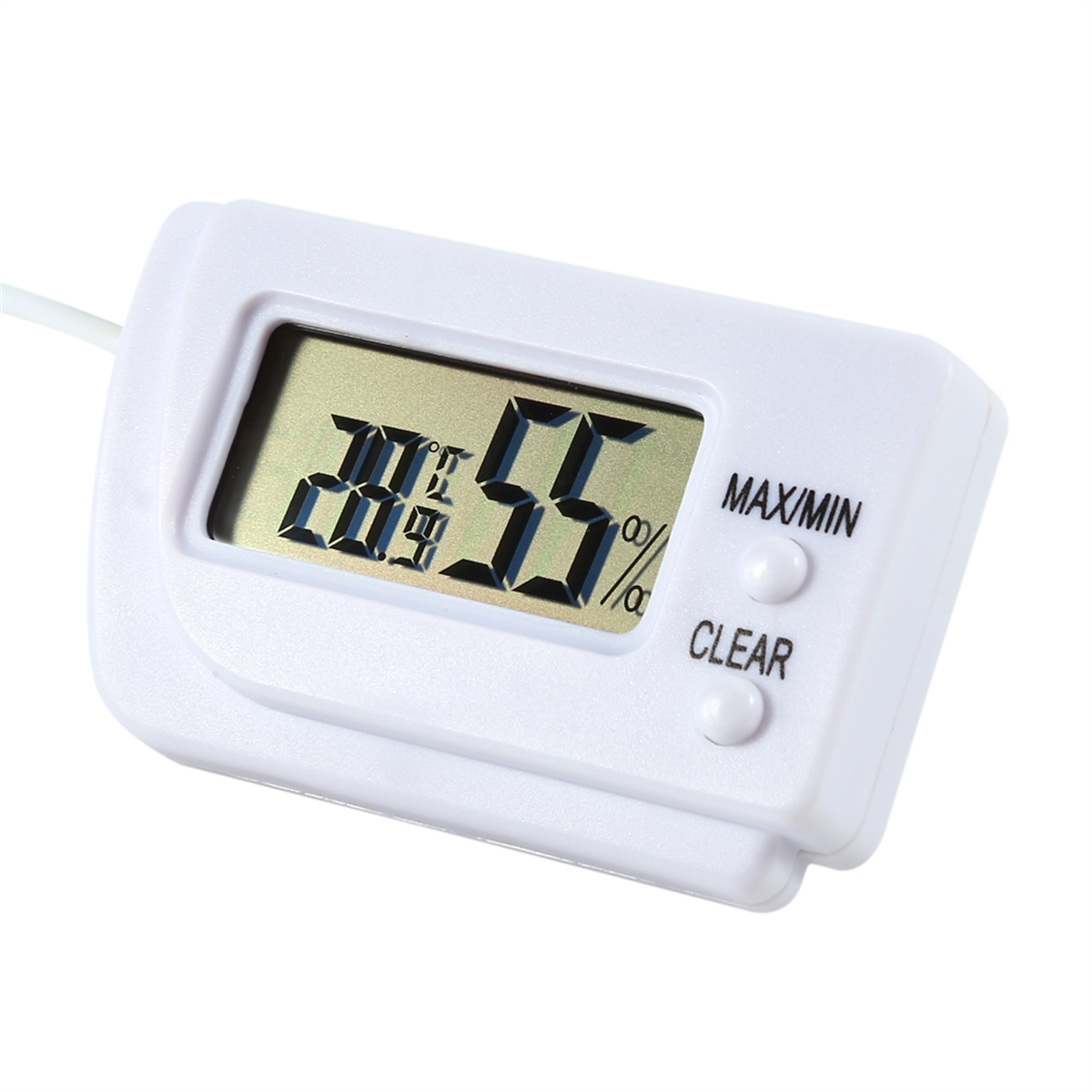 Weißes Thermometer mit Digitalanzeige, die 89,5 % anzeigt.