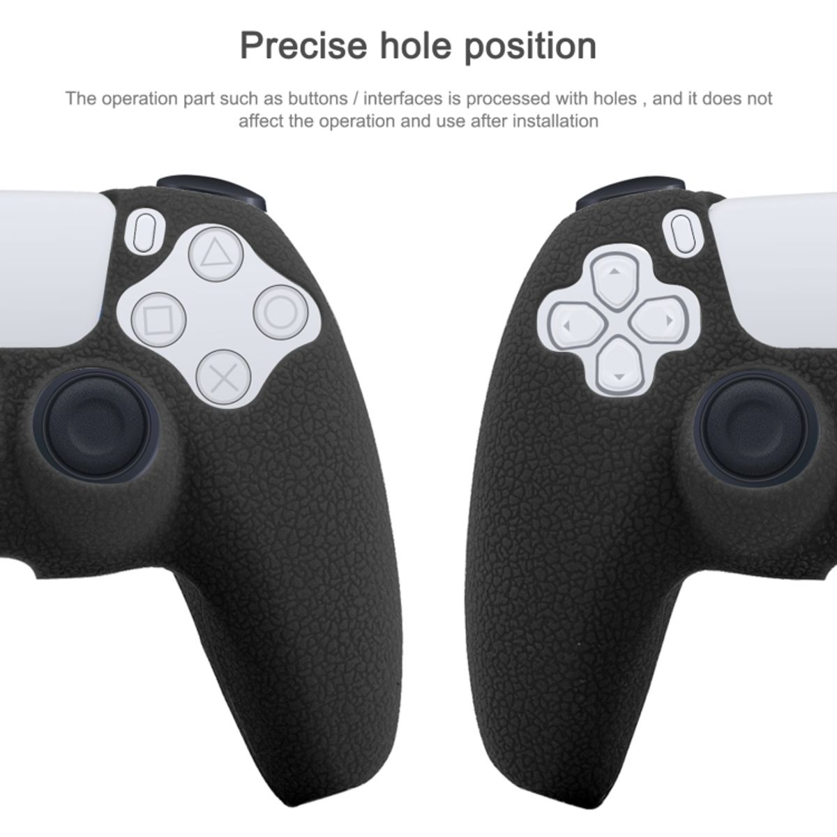 Zwei schwarze Controller-Griffe mit weißen Knöpfen. Das Design und Aussehen der Griffe.
