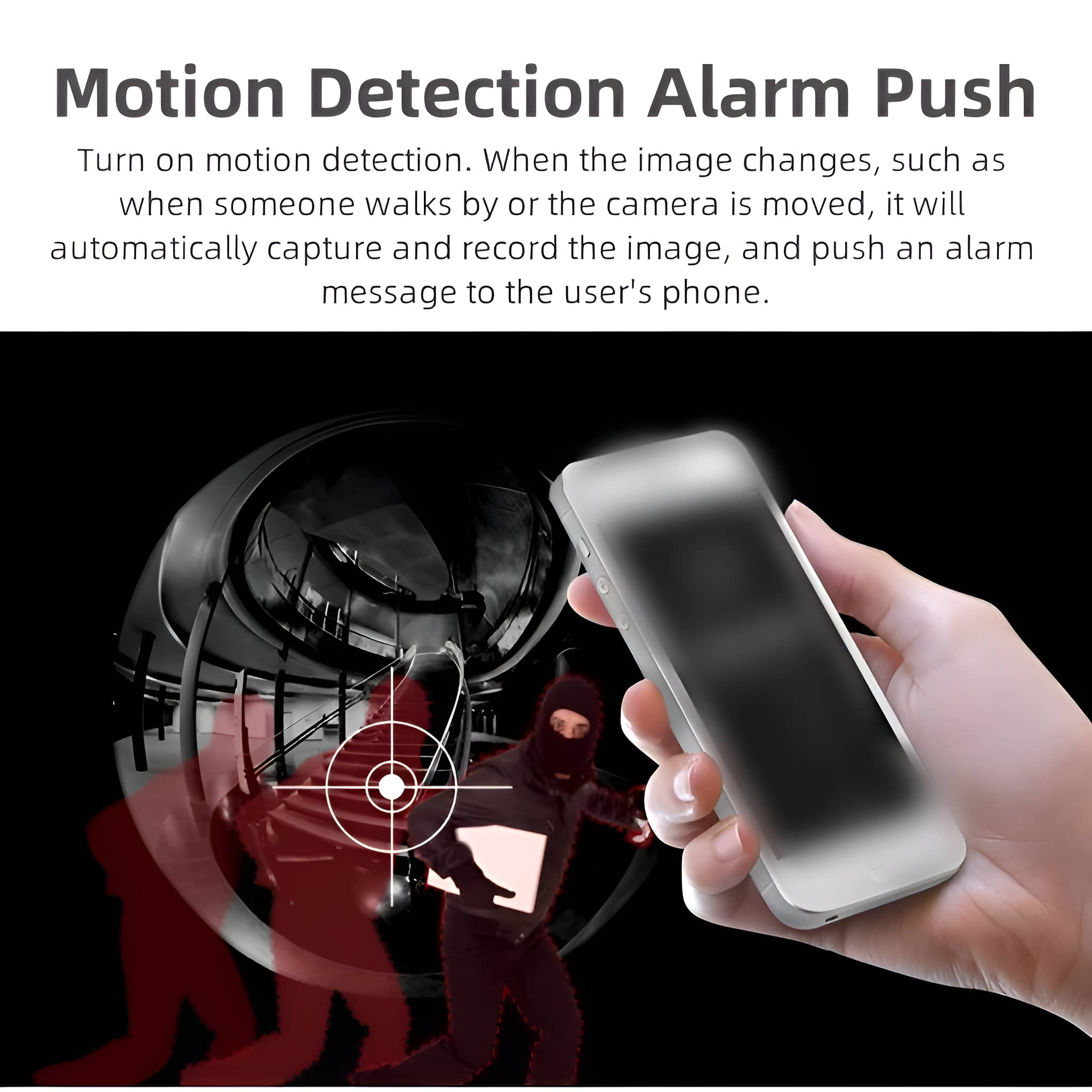 Bild einer Hand, die ein Telefon hält. Eine rote Silhouette einer Person ist hinter einem Ziel auf dunklem Hintergrund zu sehen.