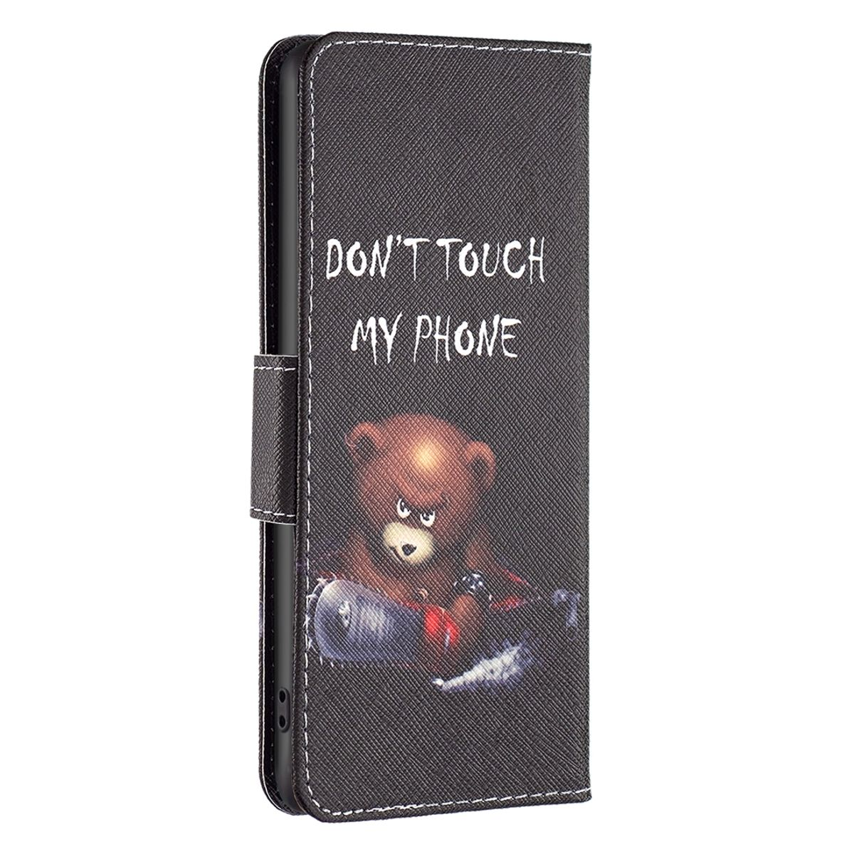 Handyhülle mit Bärenbild, Text: "DON'T TOUCH MY PHONE".