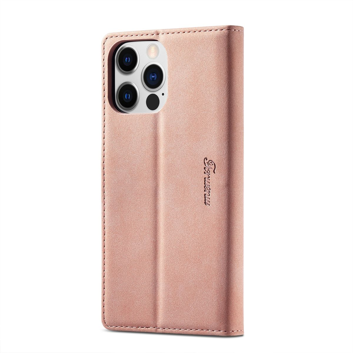 Eine rosa Handyhülle mit Telefon, zeigt Kamera und Schriftzug 'Genuine'.