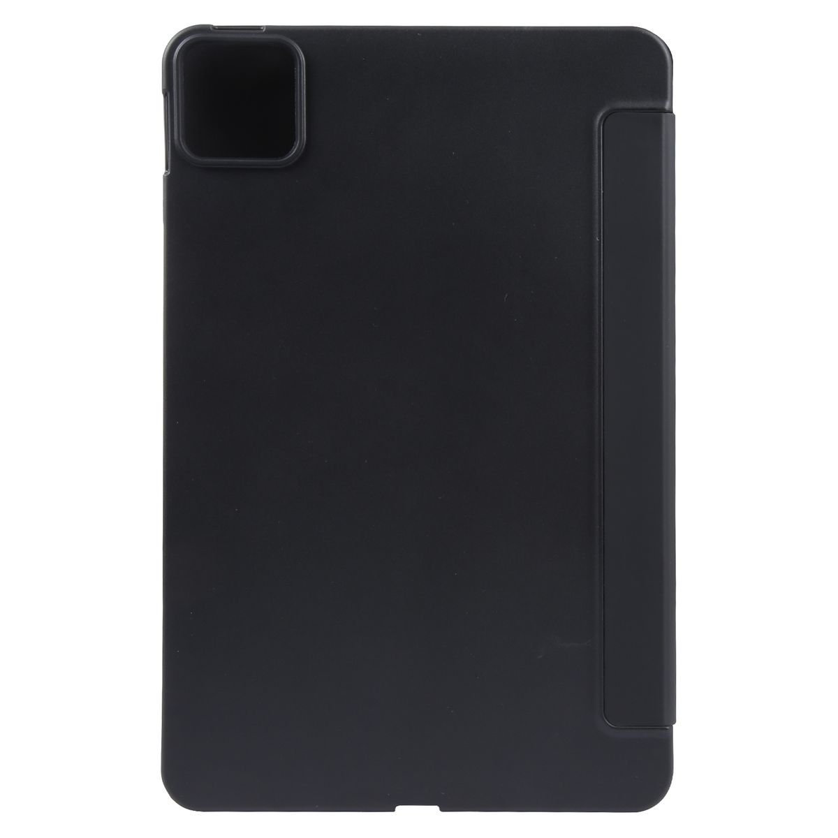 Eine schwarze Tablethülle mit Ständer.