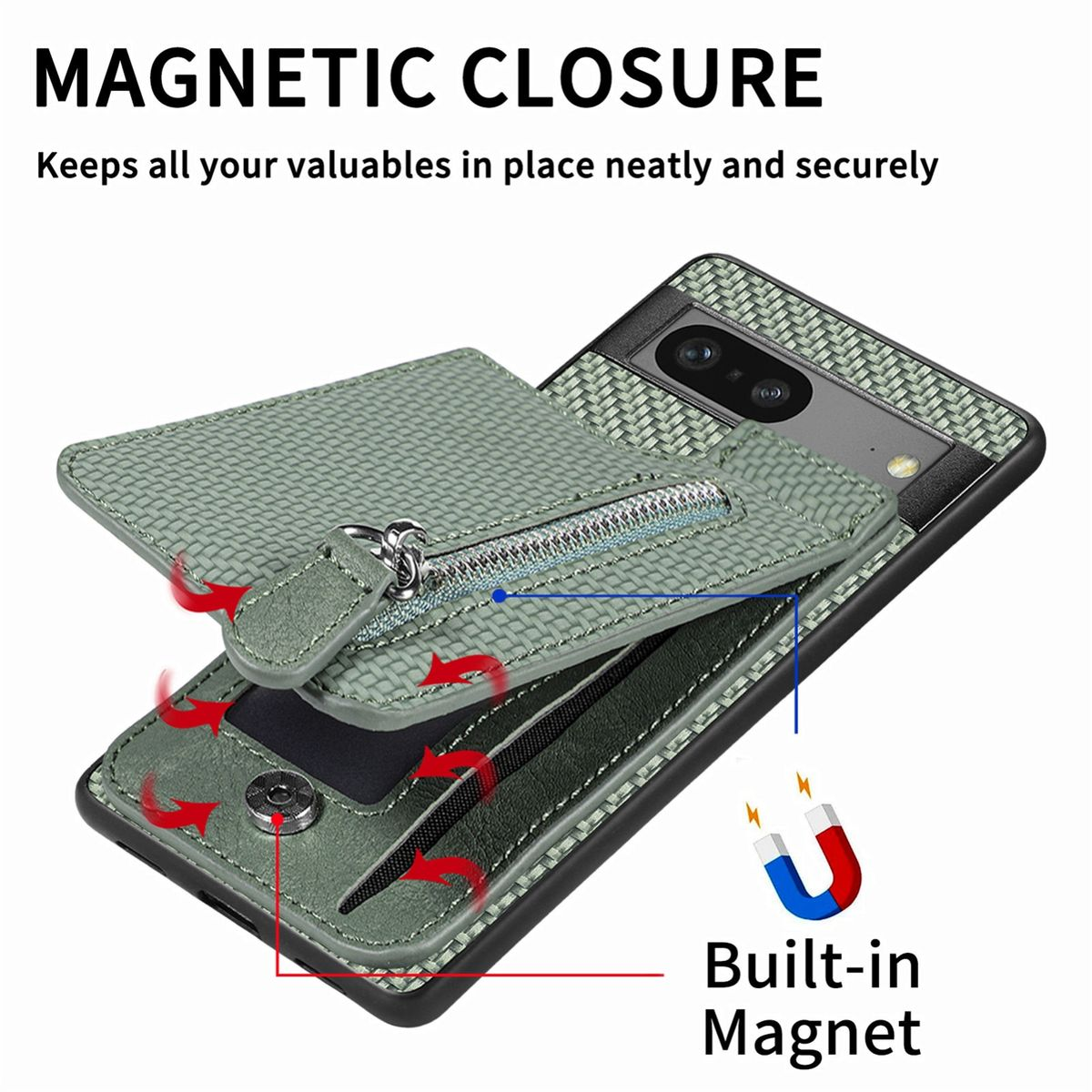 Handyhülle mit Magnetverschluss. Eine Handyhülle mit Magnetverschluss und eingebautem Magneten.
