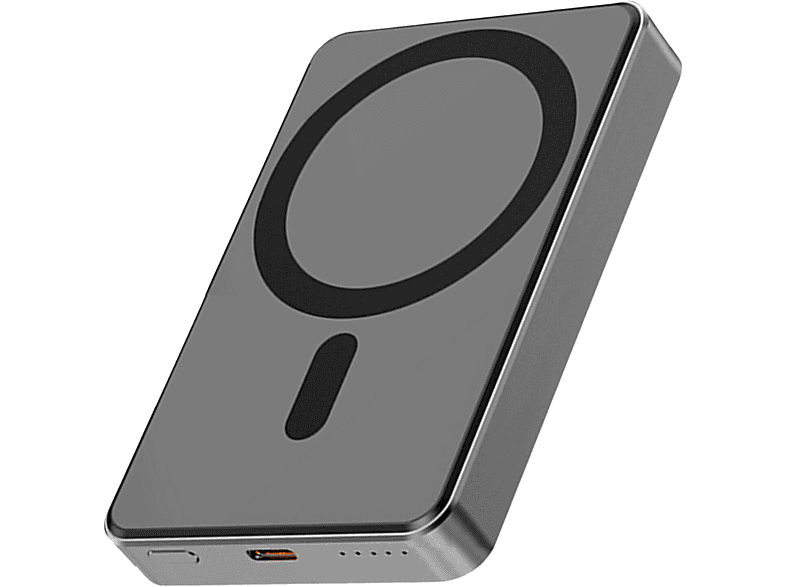 S&T-DESIGN Magnetische Powerbank Magsafe kompatibel V1 Powerbank 5000 mAh Grau