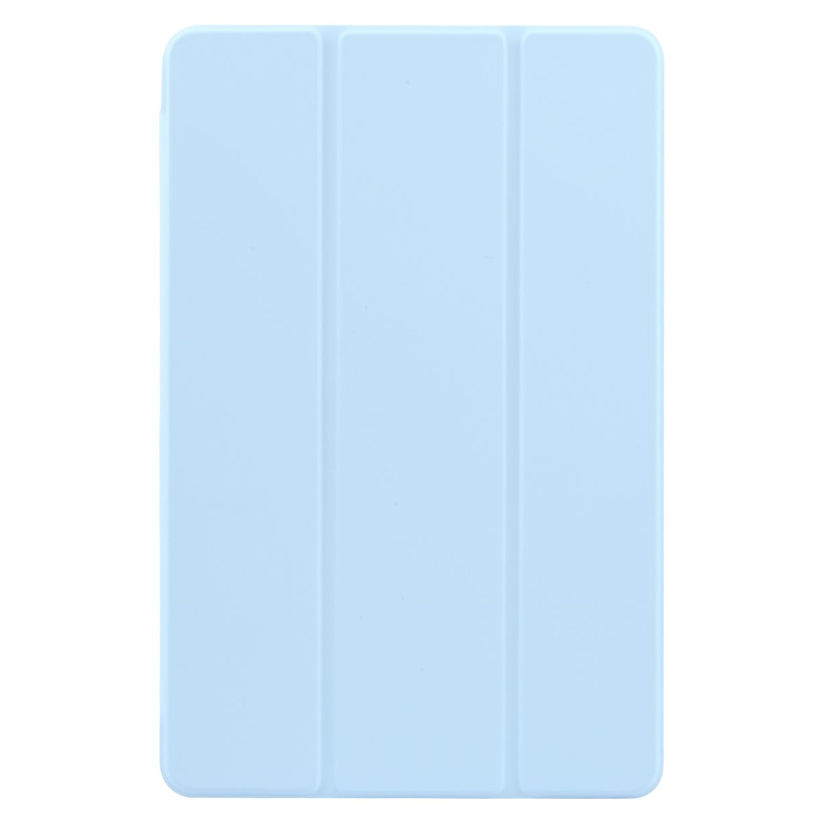 Hellblaues Tablet-Case, geschlossen, mit dreiteiligem Design.