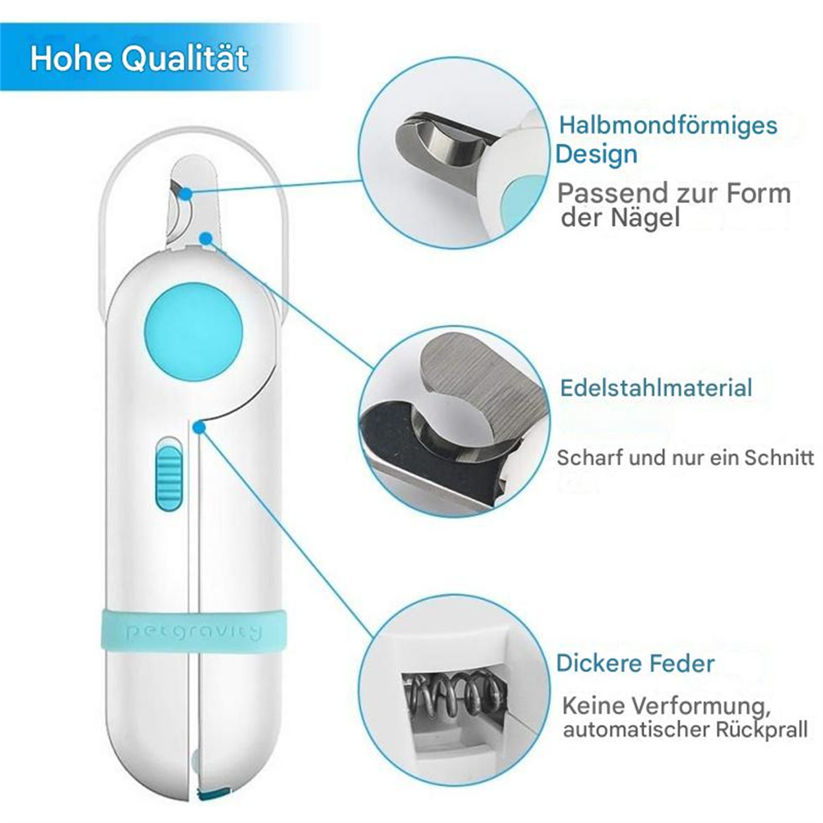 Krallenschneider für Haustiere. Sie sind weiß und blau, für die Nagelpflege von Haustieren konzipiert.