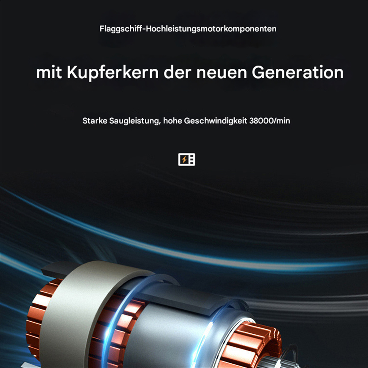 Ein Bild mit Text und Teilen einer Maschine. Die Maschine hat Kupferteile und einen dunklen Hintergrund.