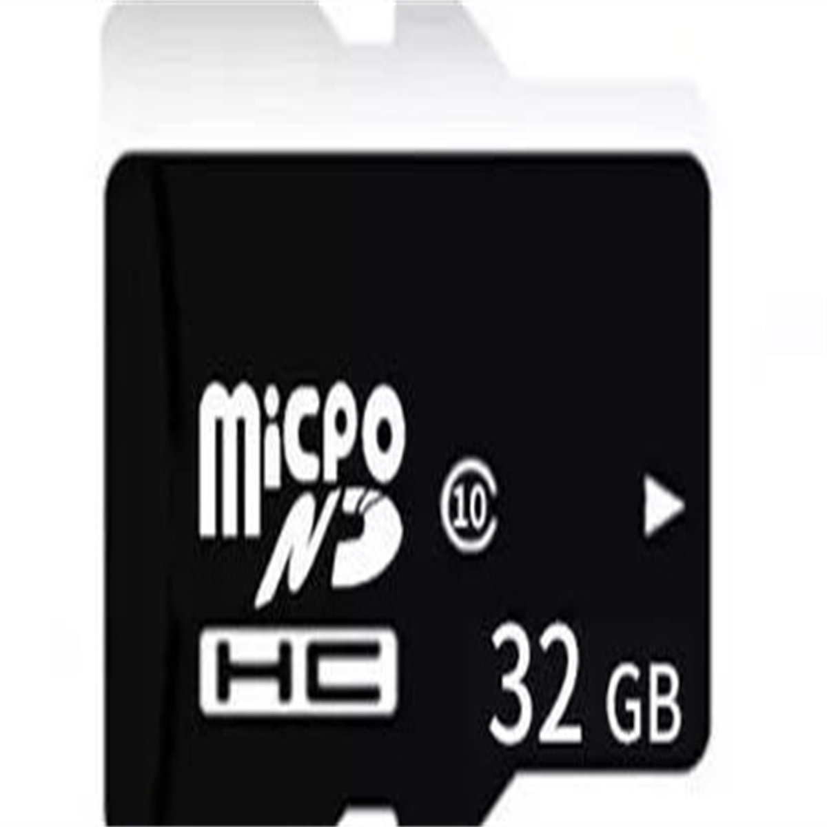 Schwarze Micro-SD-Karte. Sie hat 32 GB und das Micro-SD-Logo.