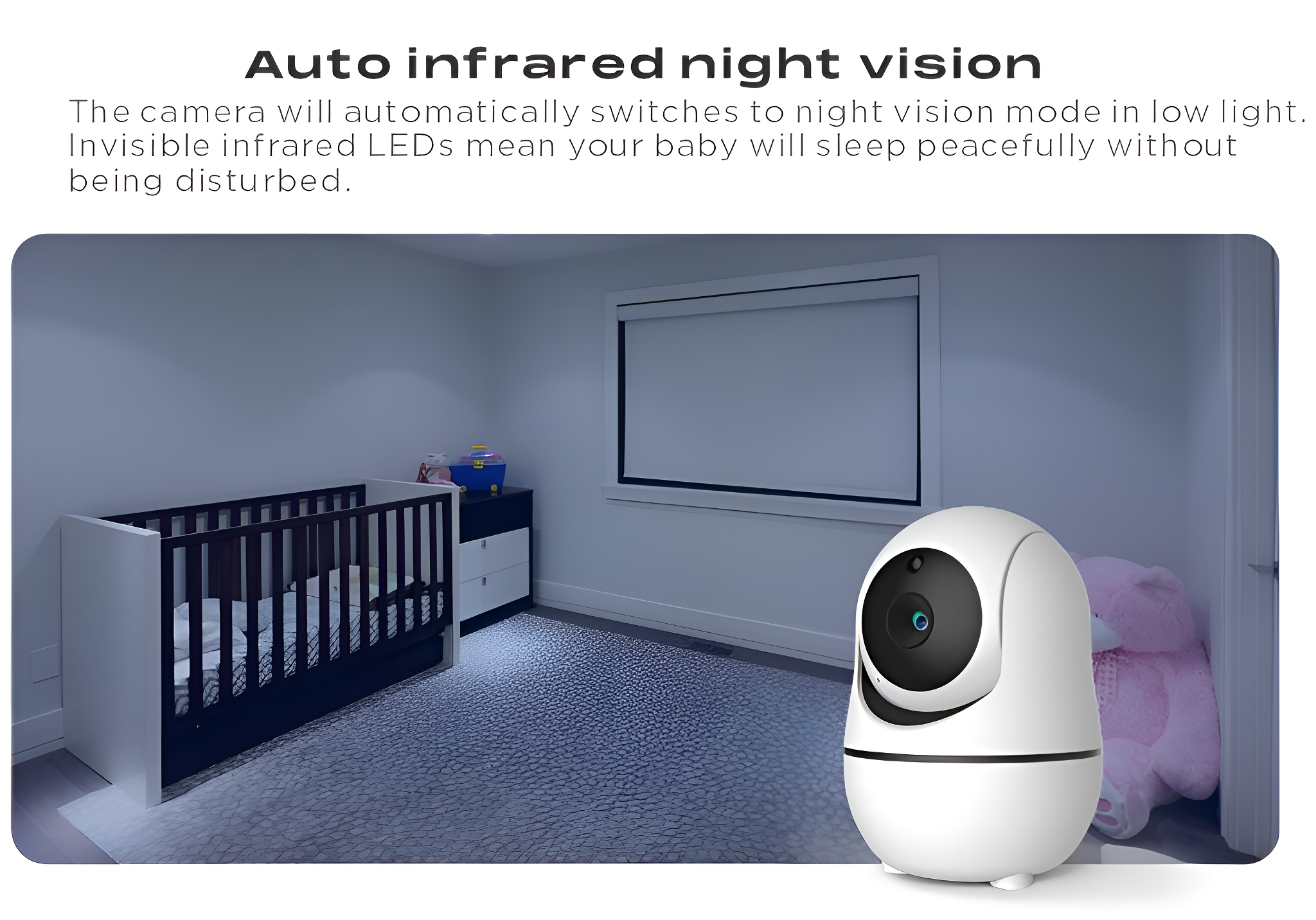 Babyphone-Kamera in einem Kinderzimmer. Nachtsichtmodus.
