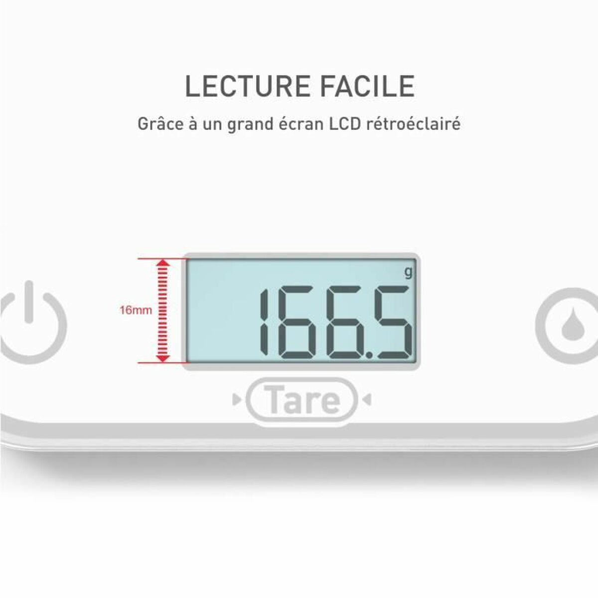 Wyświetlacz wagi cyfrowej pokazujący wagę 166,5 g.